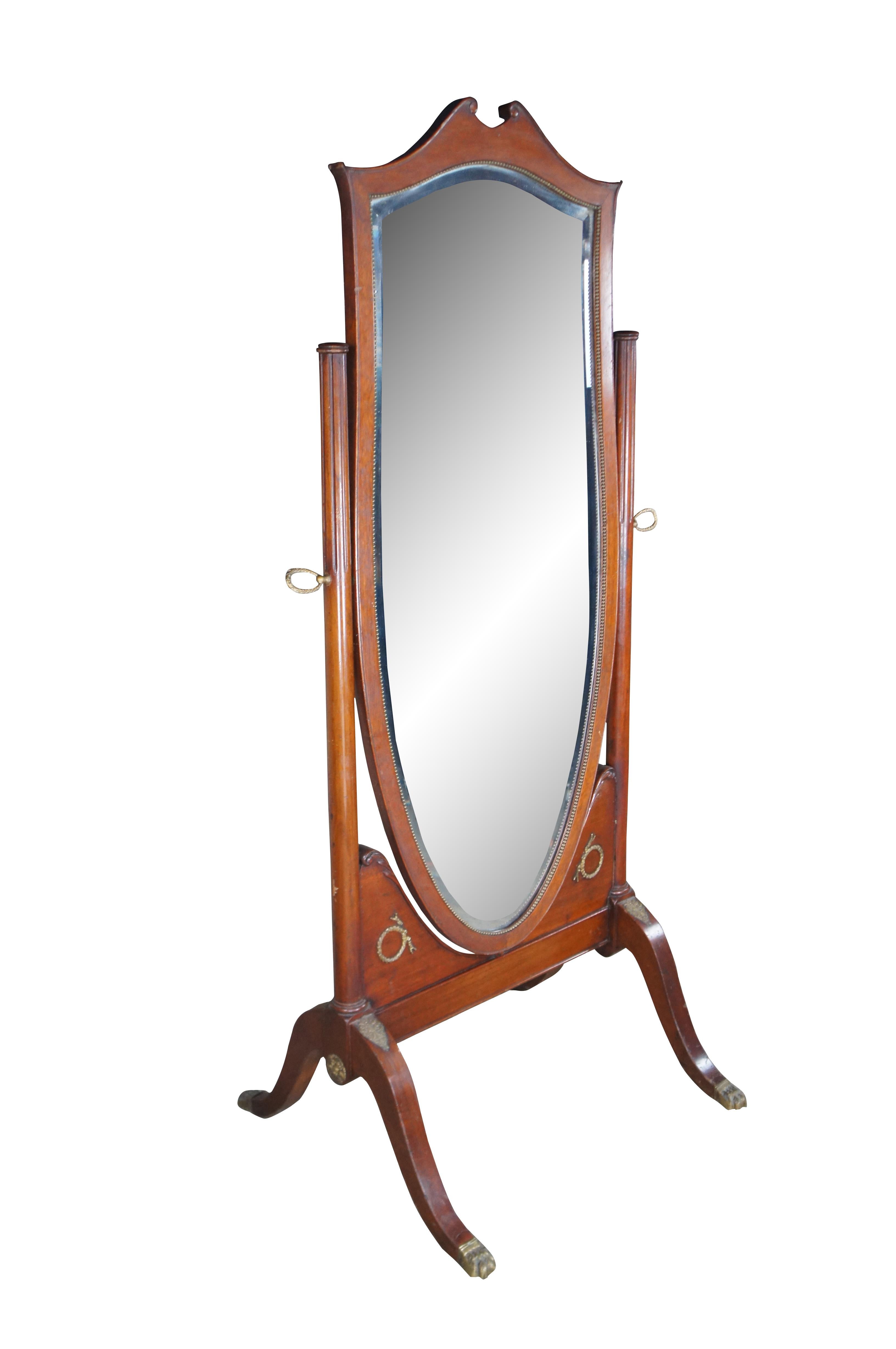 Regency Antique Mirror del 19° secolo in mogano della Reggenza a tutta lunghezza in vendita