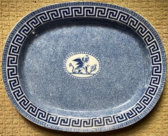 Antique 19th Century English Regency Pearlware Blue & White Transferware Platter