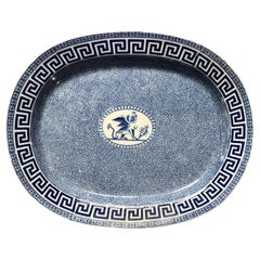 Antique 19th Century English Regency Pearlware Blue & White Transferware Platter