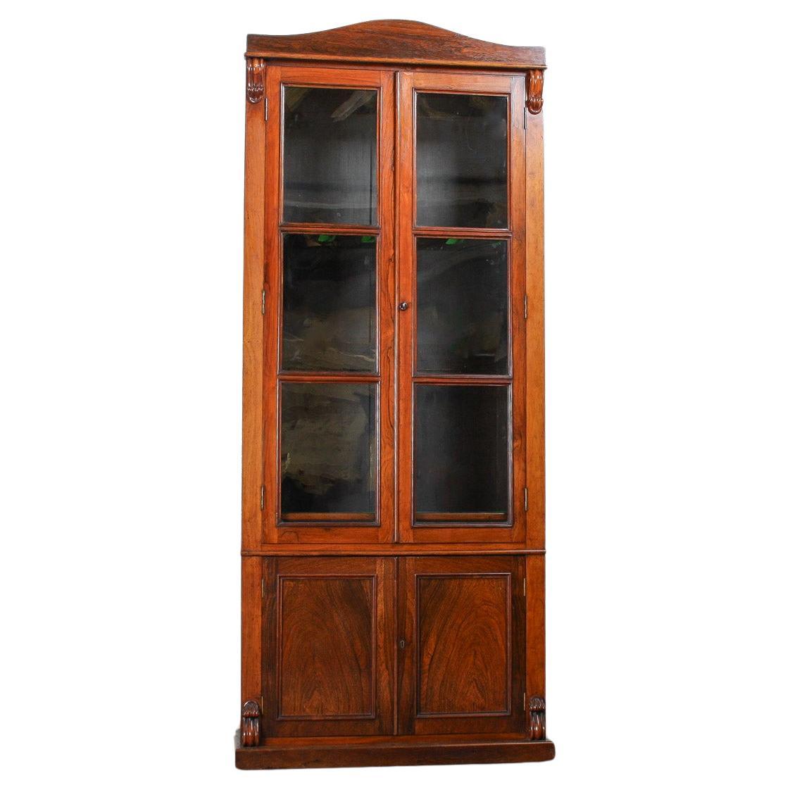 Antiguo Armero de Palisandro Inglés del Siglo XIX Mueble expositor de caza