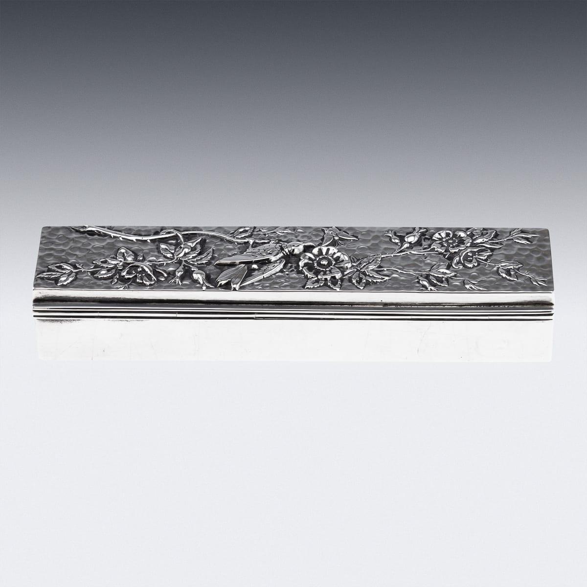 Ancienne boîte à bagues en argent massif du XIXe siècle de style japonais, c.I.C. 1876 Bon état - En vente à Royal Tunbridge Wells, Kent