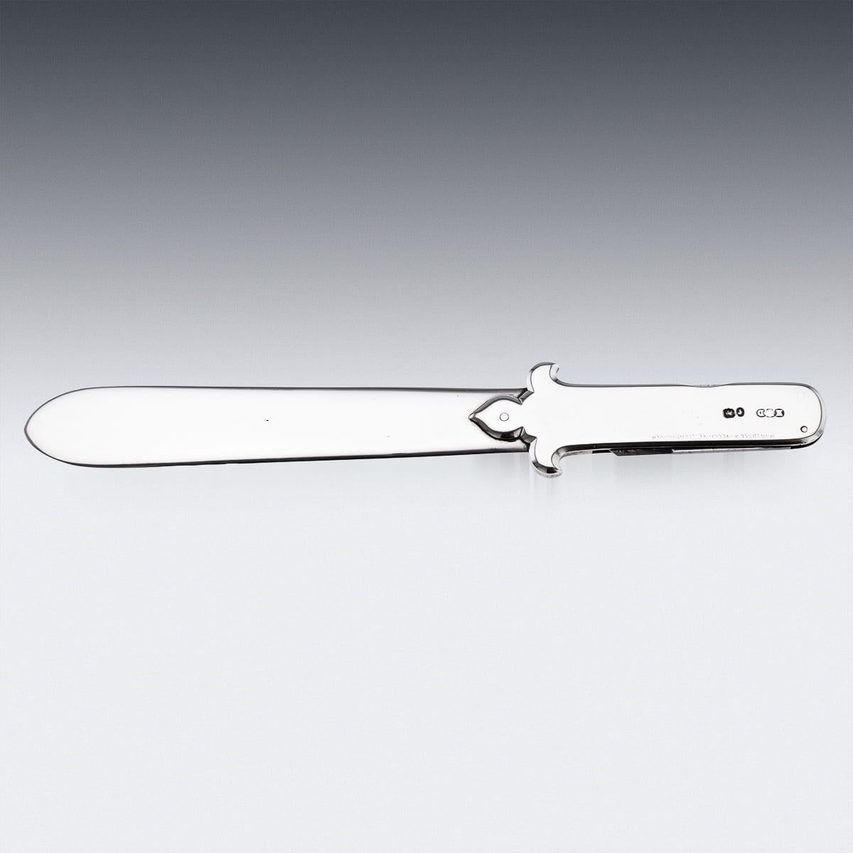 Other Antique 19th Century English Solid Silver Paperknife & Penknife Bookmark c.1868 For Sale