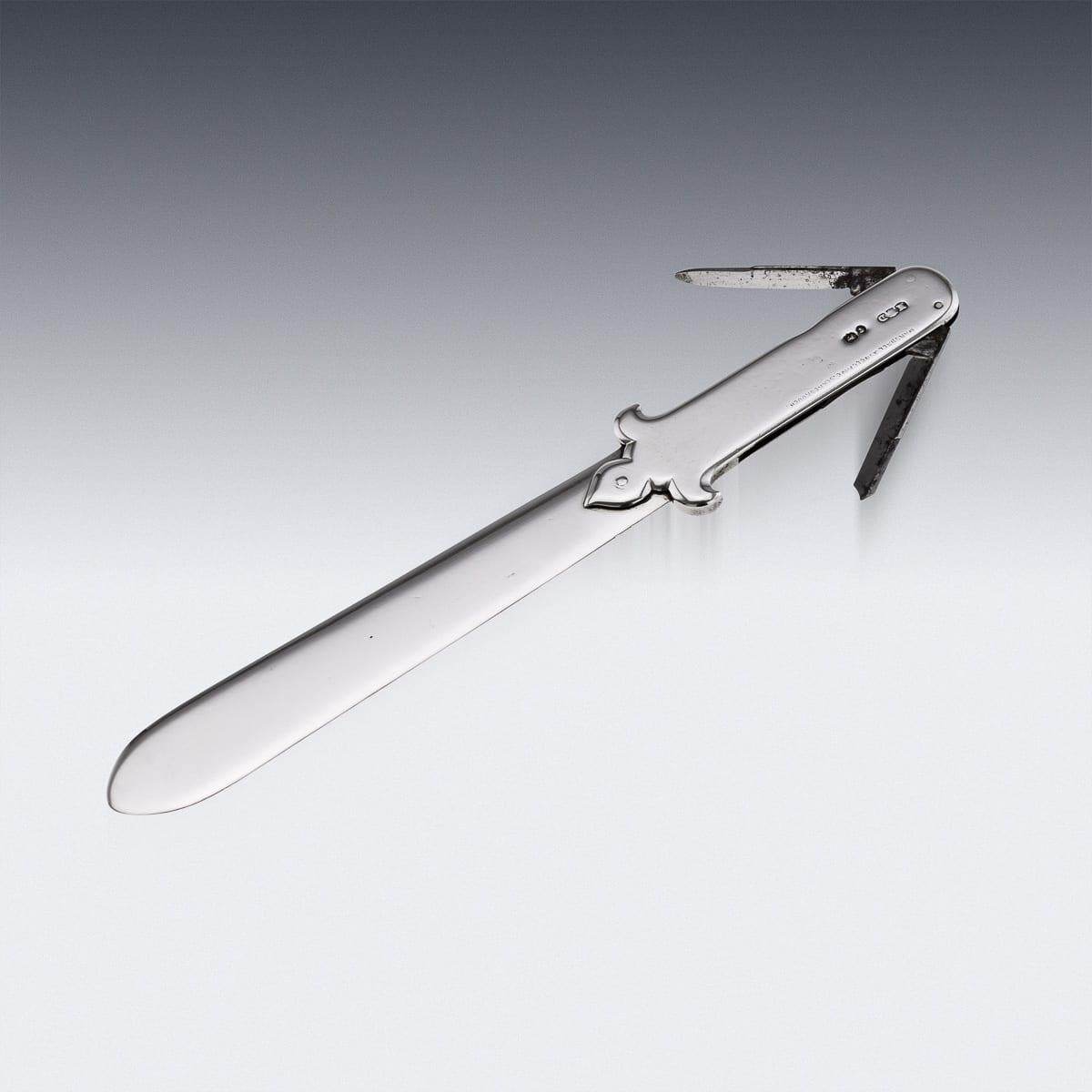 Antique 19th Century English Solid Silver Paperknife & Penknife Bookmark c.1868 In Good Condition For Sale In Royal Tunbridge Wells, Kent