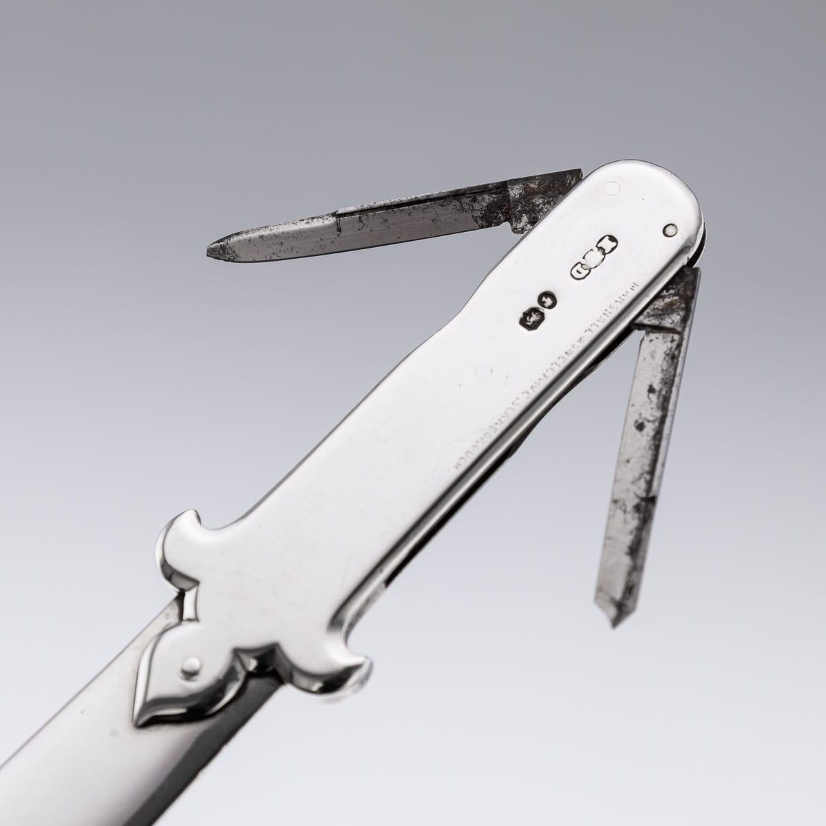 Antique 19th Century English Solid Silver Paperknife & Penknife Bookmark c.1868 For Sale 1