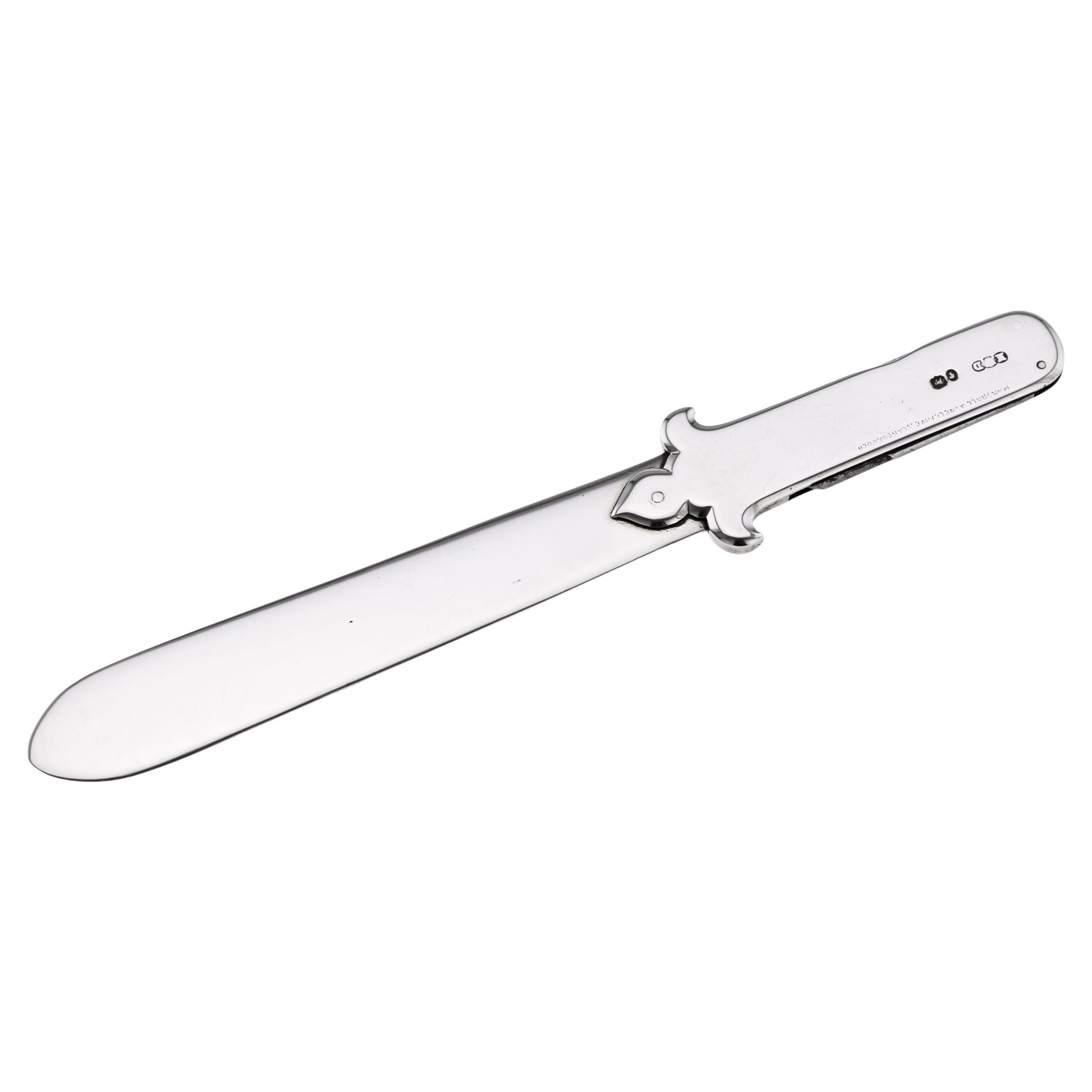 Antique 19th Century English Solid Silver Paperknife & Penknife Bookmark c.1868 For Sale