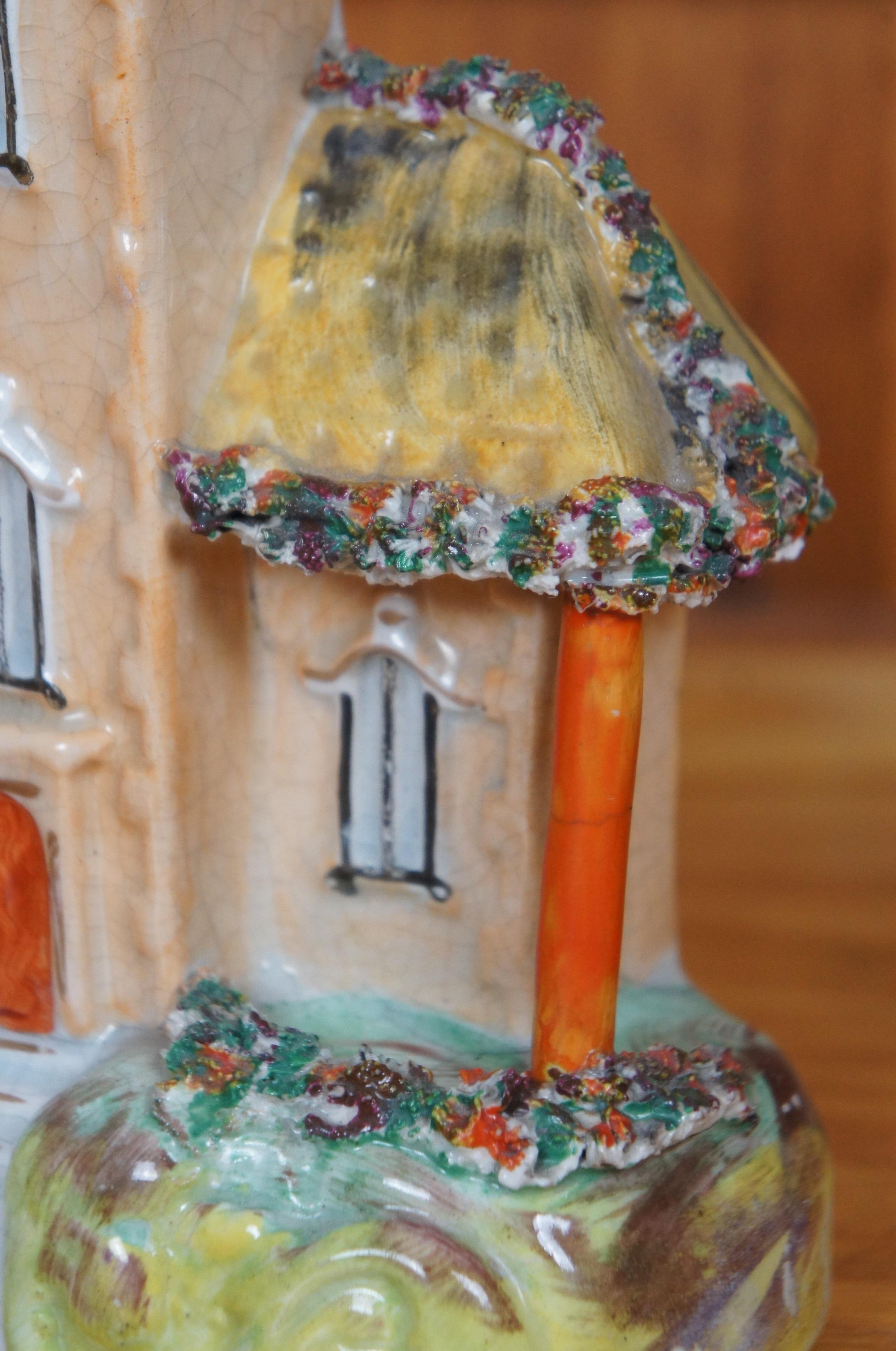 Antique 19th Century English Staffordshire Porcelain Manor House Figurine 8