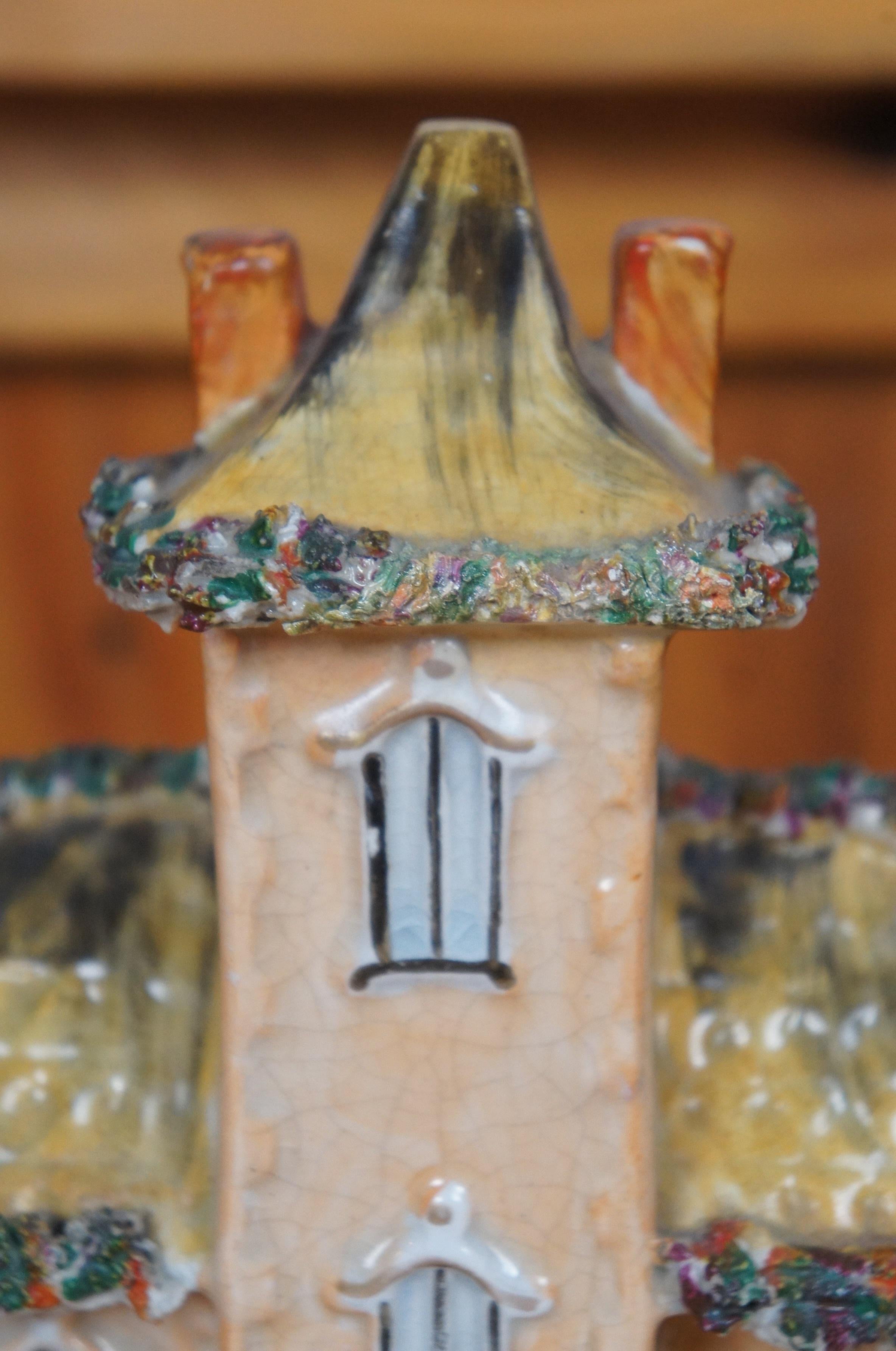 Antique 19th Century English Staffordshire Porcelain Manor House Figurine 8