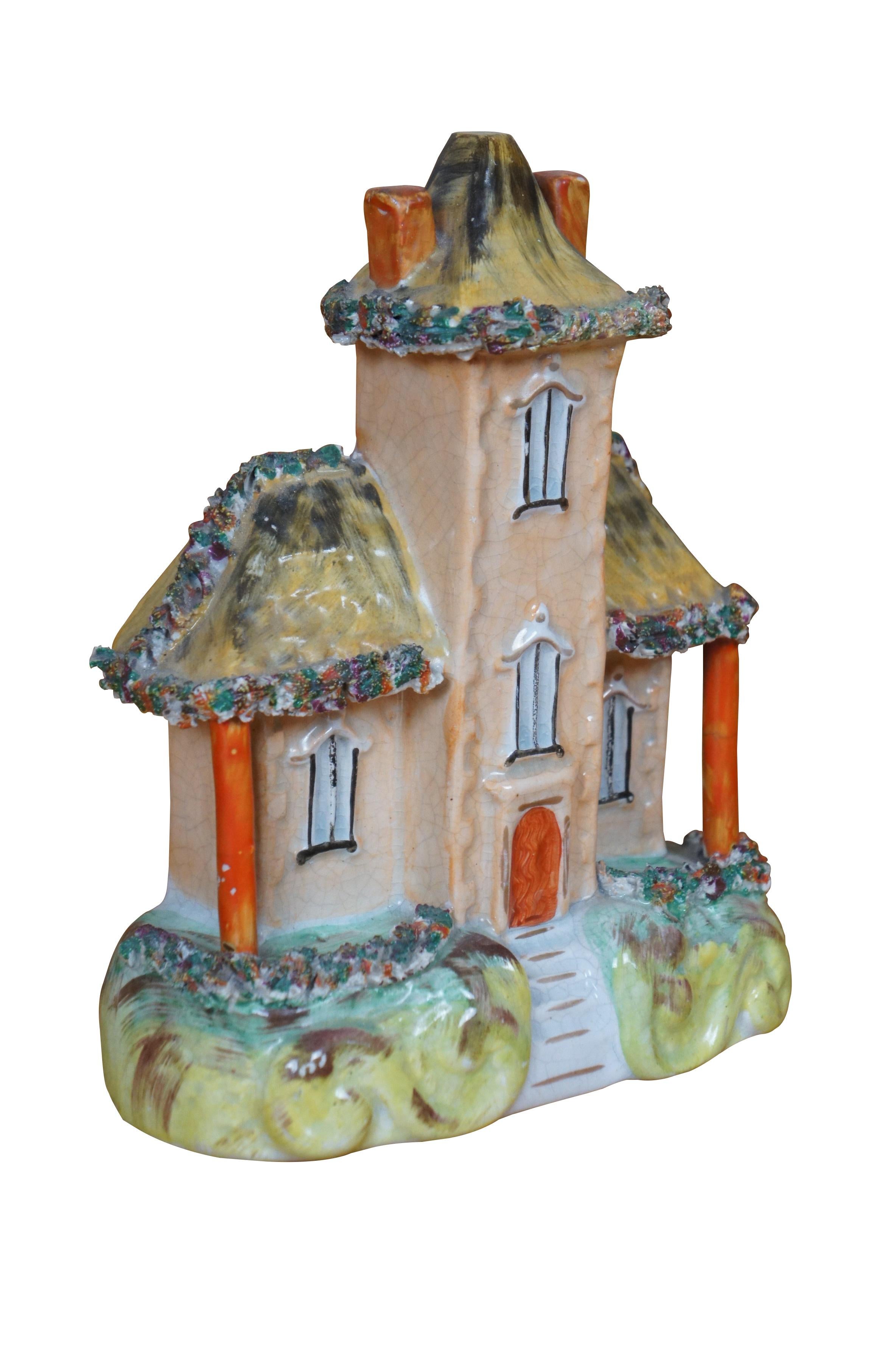 Victorian Antique 19th Century English Staffordshire Porcelain Manor House Figurine 8