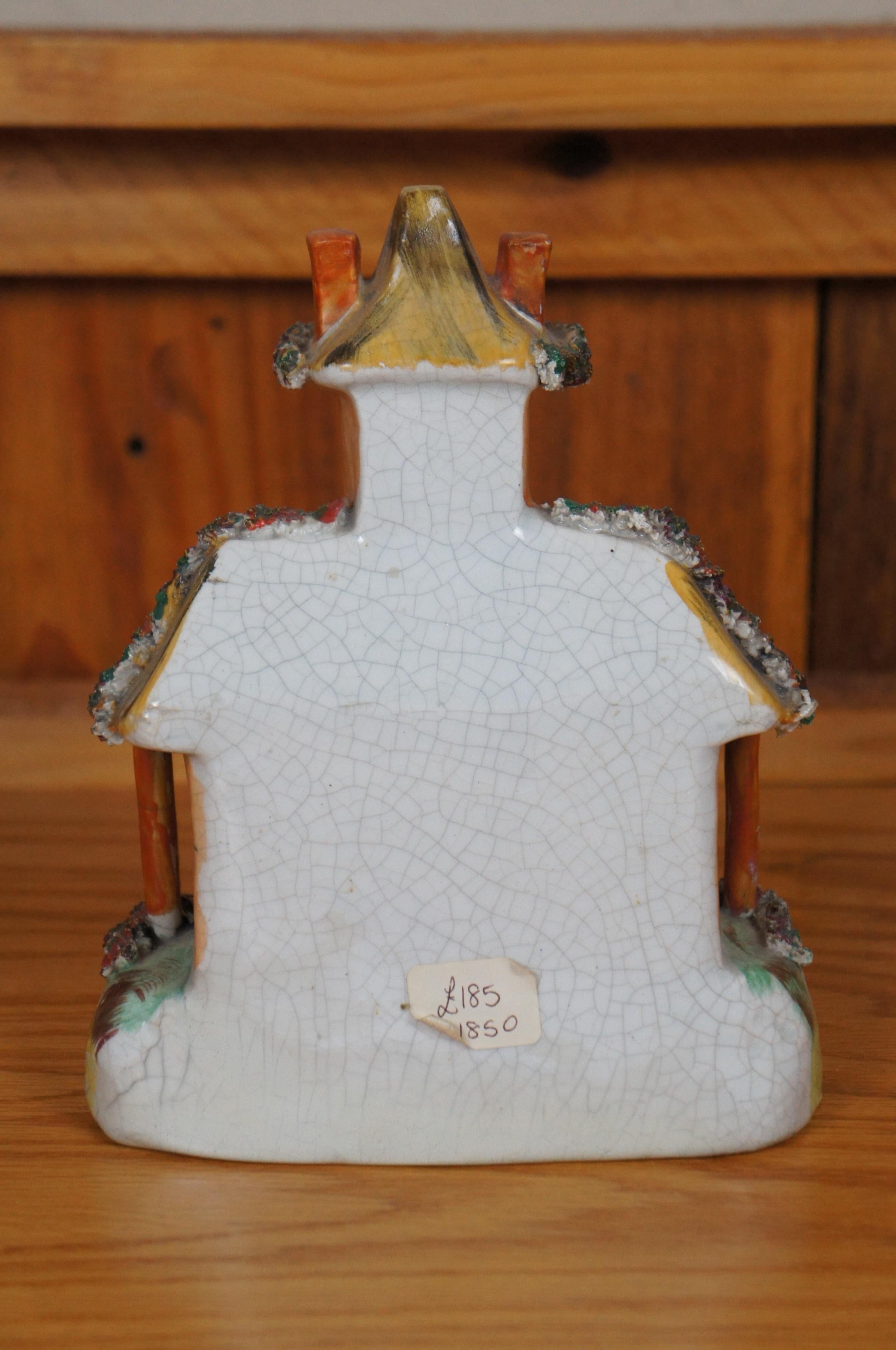 Antique 19th Century English Staffordshire Porcelain Manor House Figurine 8