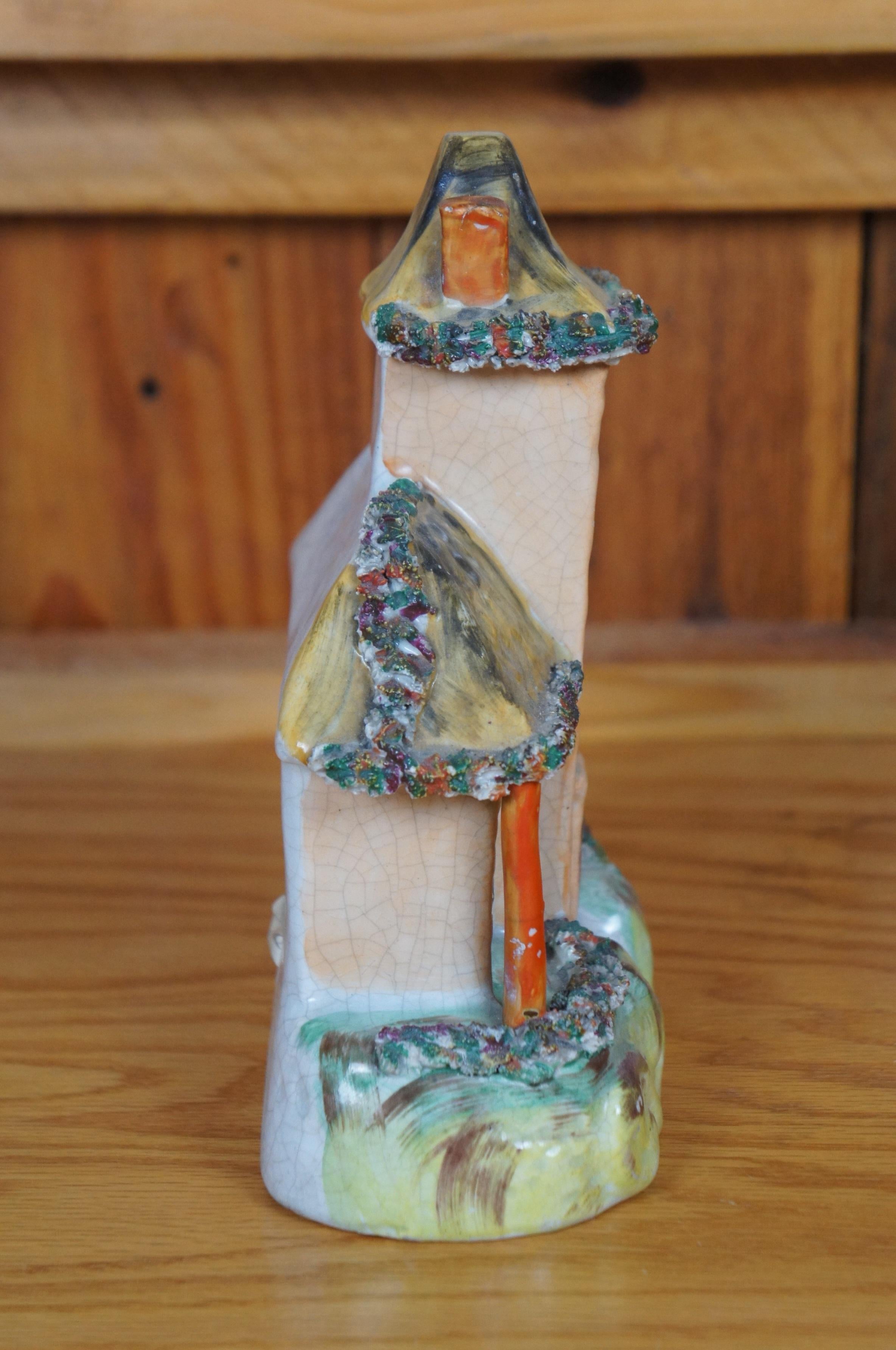 Antique 19th Century English Staffordshire Porcelain Manor House Figurine 8