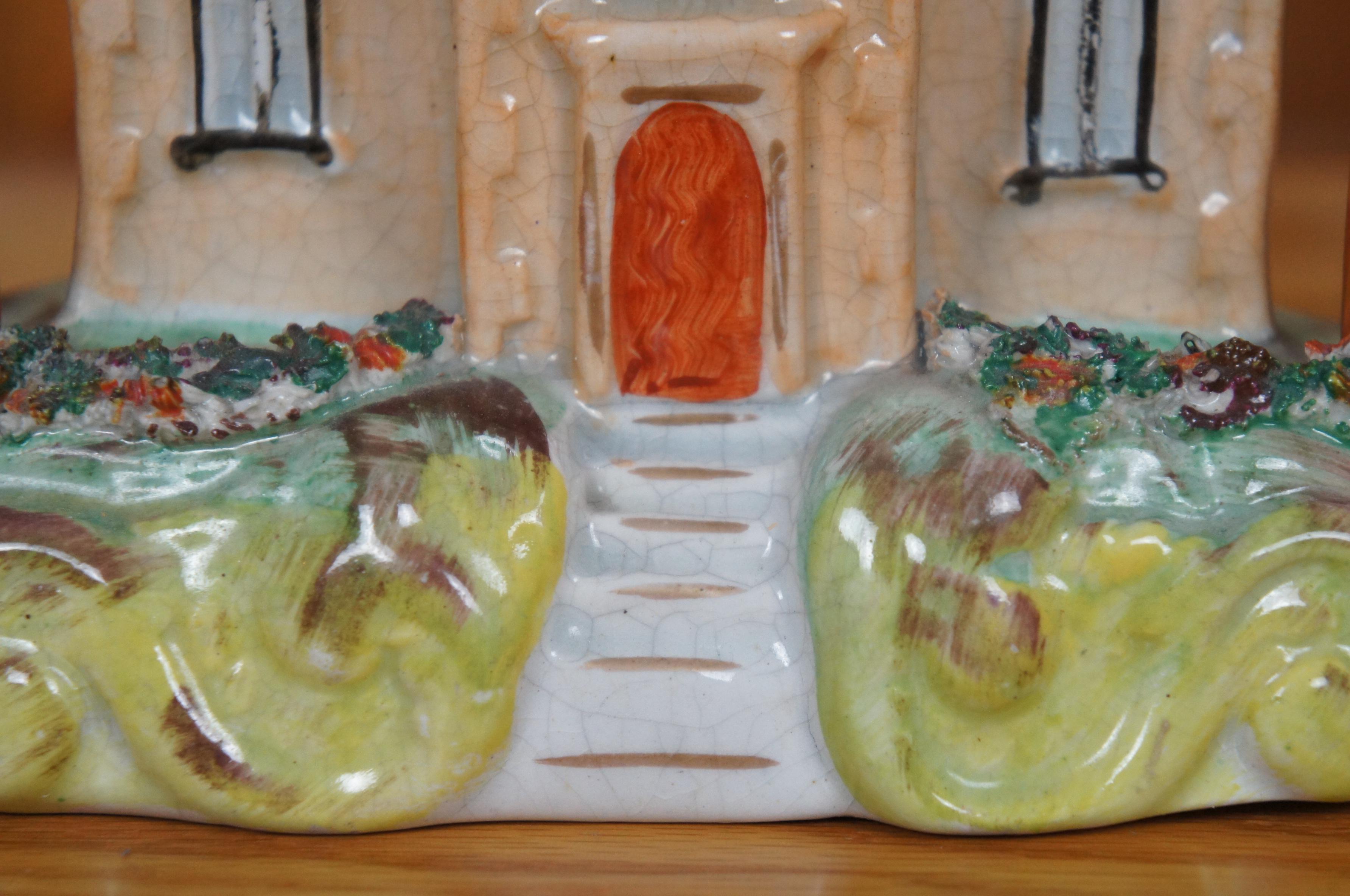 Antique 19th Century English Staffordshire Porcelain Manor House Figurine 8