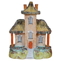 Antique 19th Century English Staffordshire Porcelain Manor House Figurine 8"
