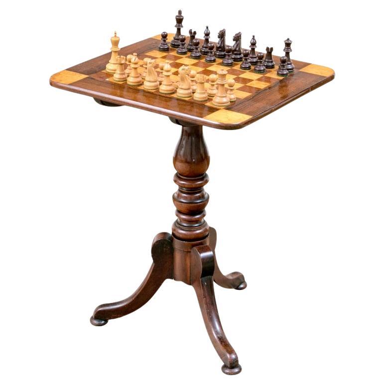 Antique 19th Century English Tilt Top Games Table, Ca. 1850-1870 For Sale