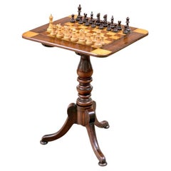 Antique 19th Century English Tilt Top Games Table, Ca. 1850-1870