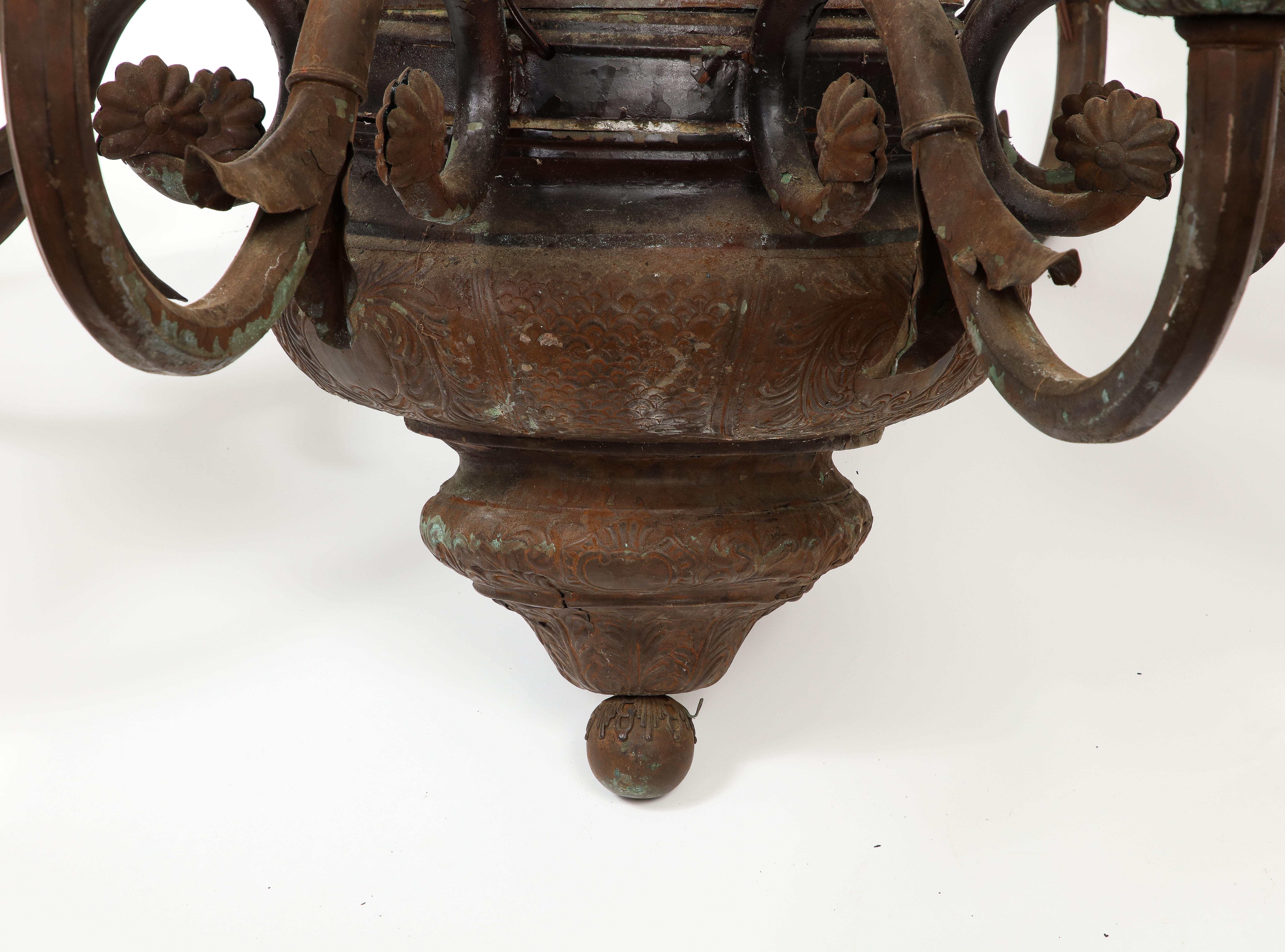 Antique 19th Century English Verdigris Light Fixture 15