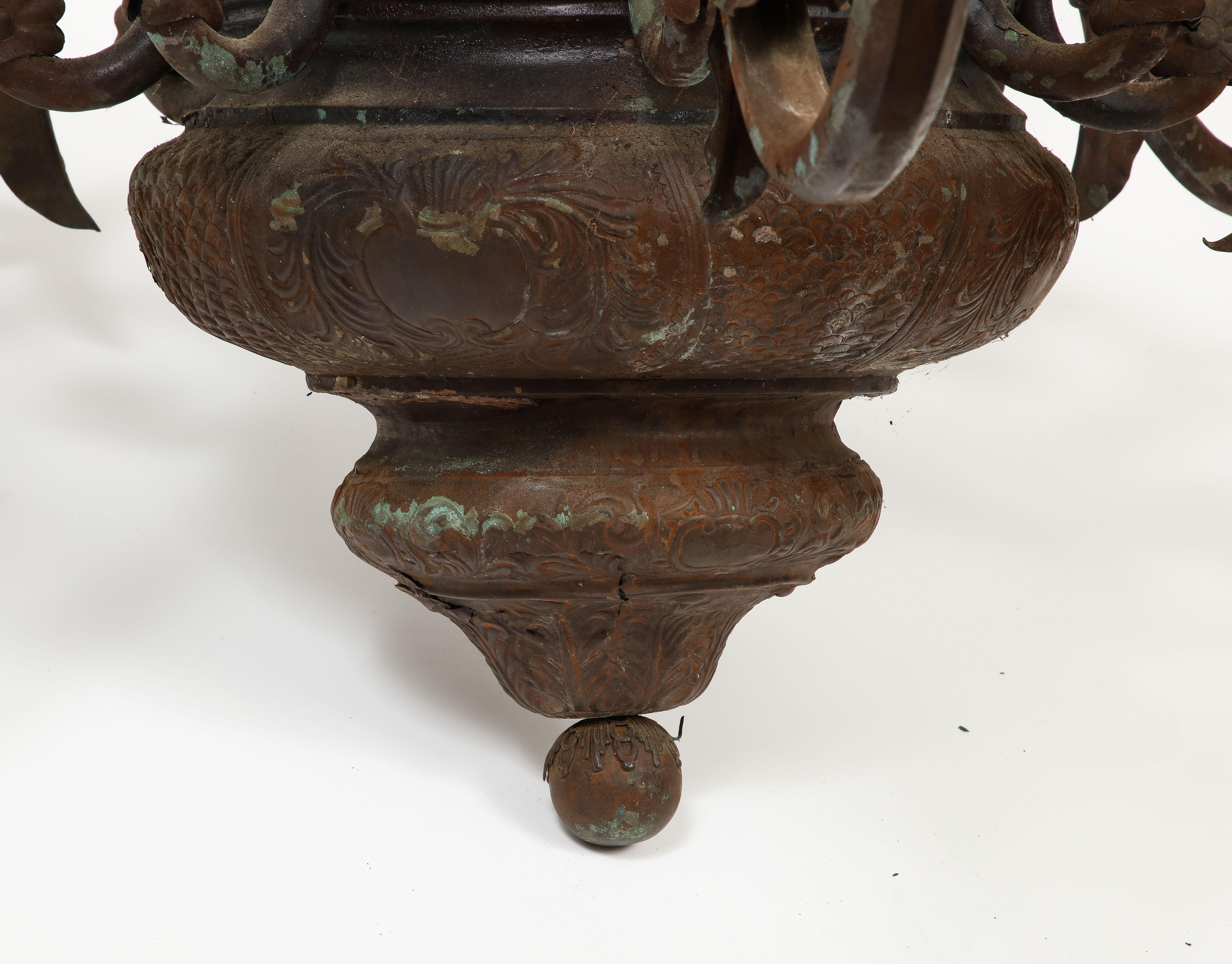 Antique 19th Century English Verdigris Light Fixture 16