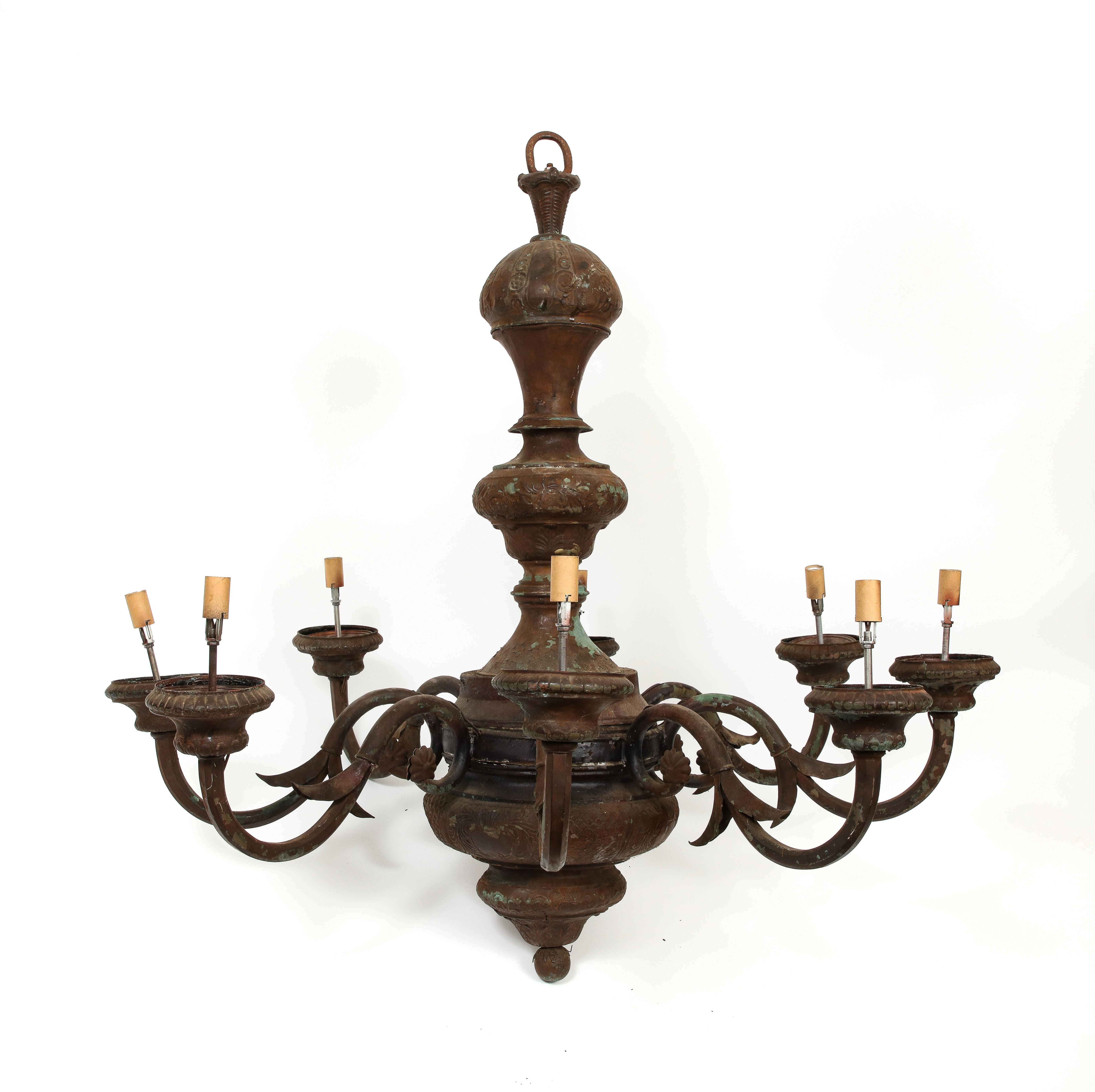 Metal Antique 19th Century English Verdigris Light Fixture