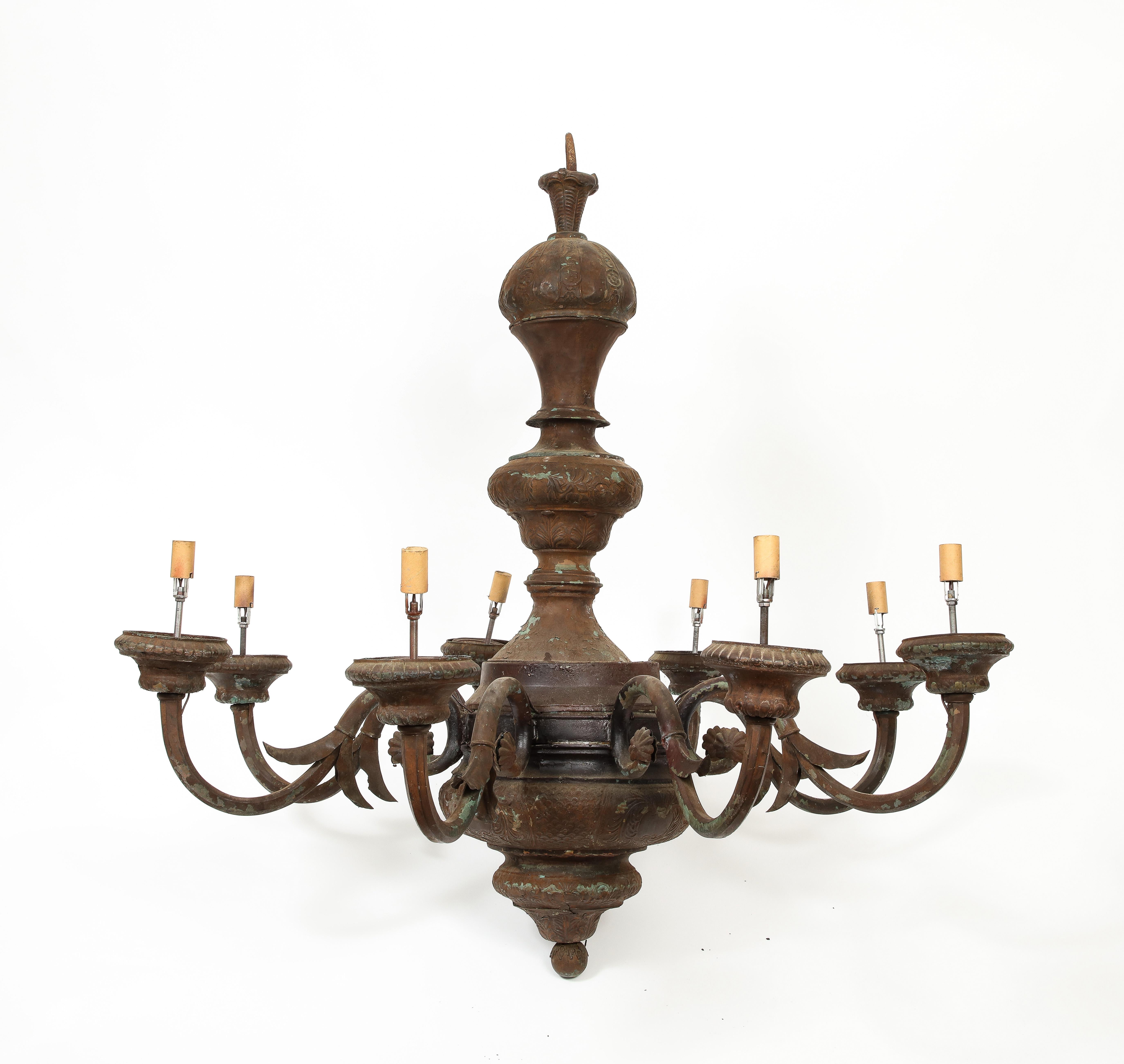 Antique 19th Century English Verdigris Light Fixture 2
