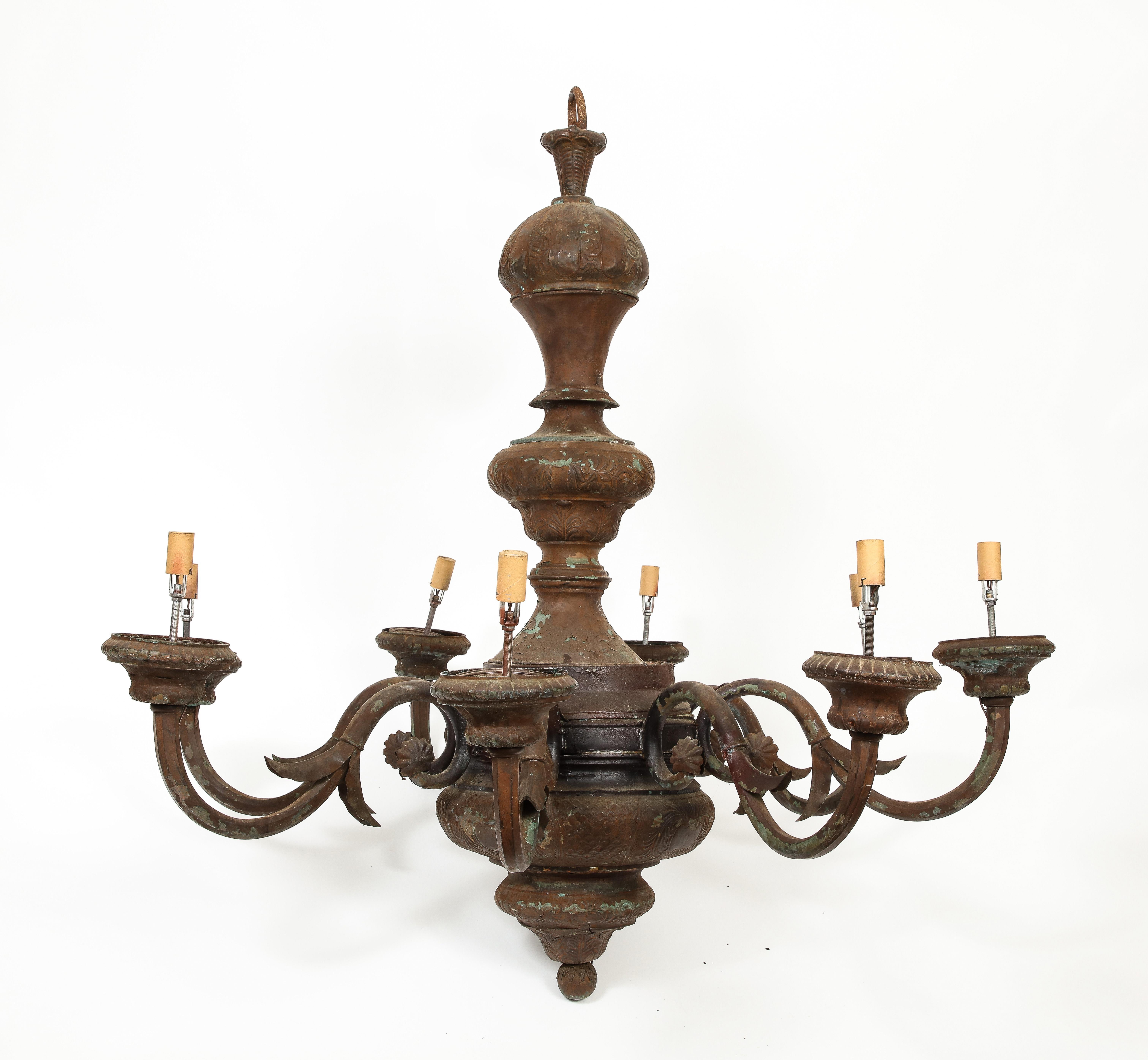 Antique 19th Century English Verdigris Light Fixture 3