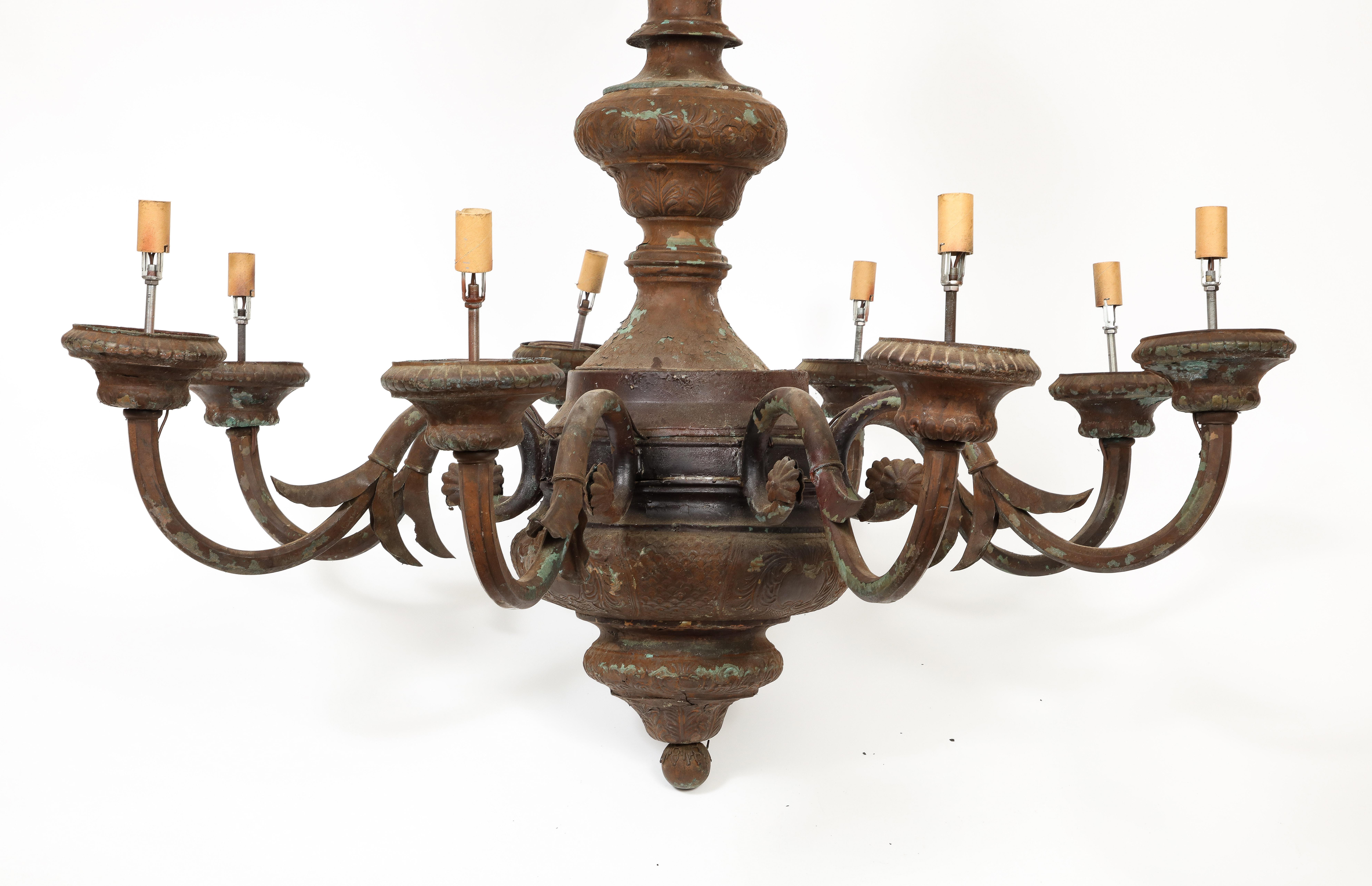 Antique 19th Century English Verdigris Light Fixture 4