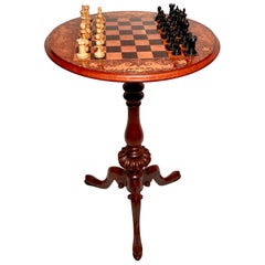 Antique 19th Century English Victorian Era Walnut Chess Table, Circa 1885