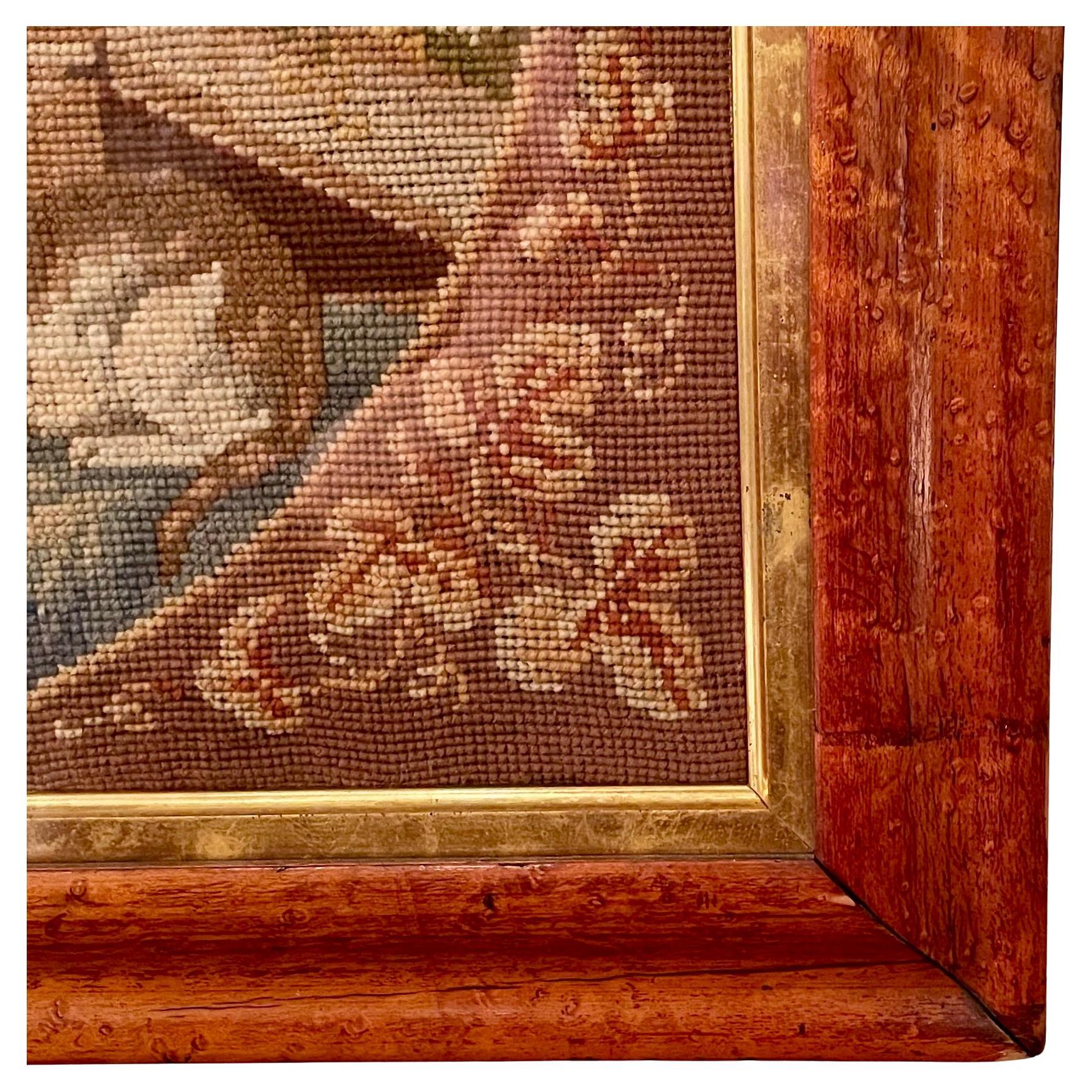 Tapestry Antique 19th Century English Victorian Framed Needlepoint, Circa 1880. For Sale