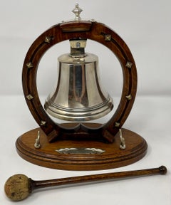 Antique 19th Century English Victorian Horseshoe Gong / Bell and Striker.
