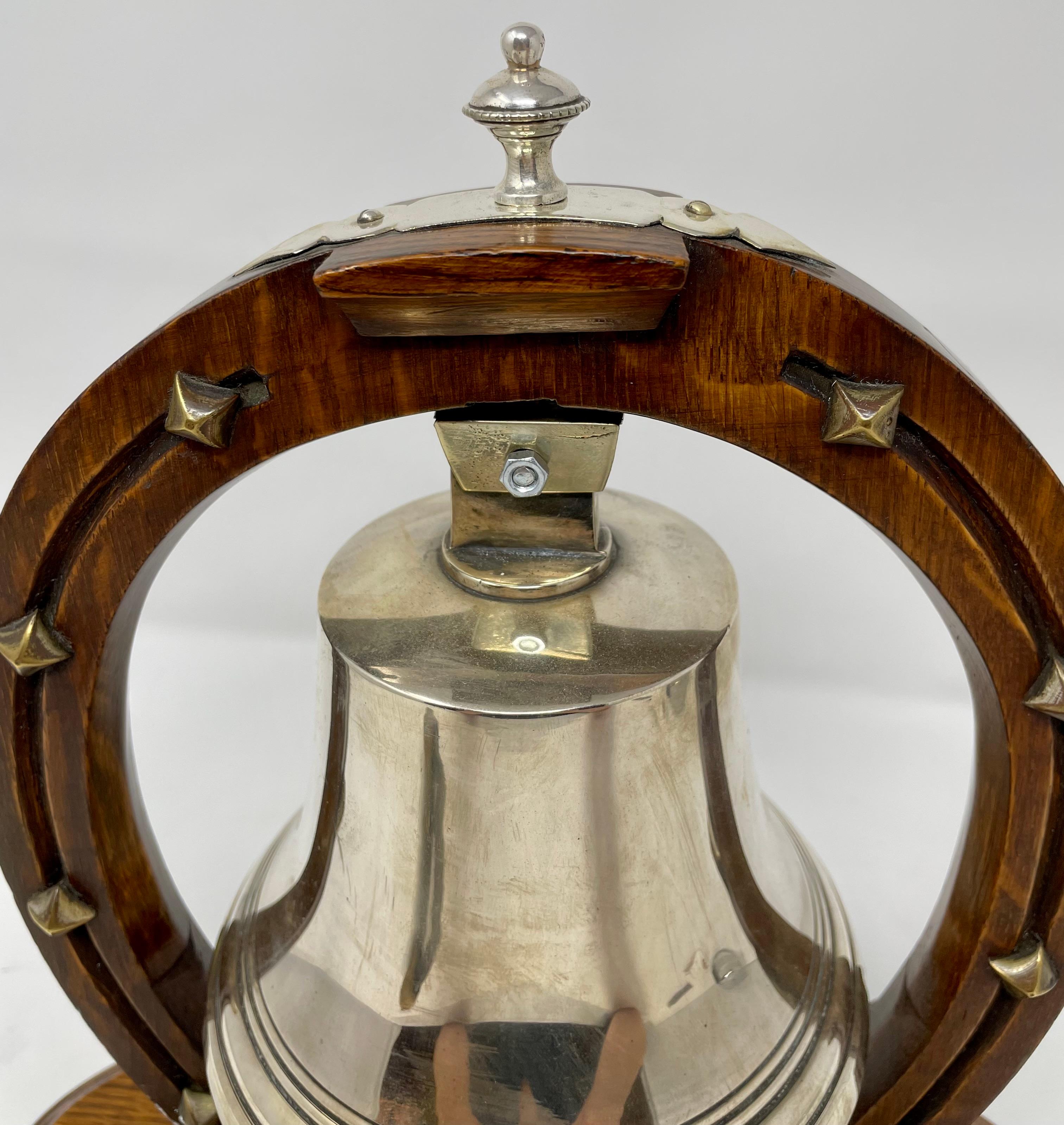 Silver Plate Antique 19th Century English Victorian Horseshoe Gong / Bell and Striker.