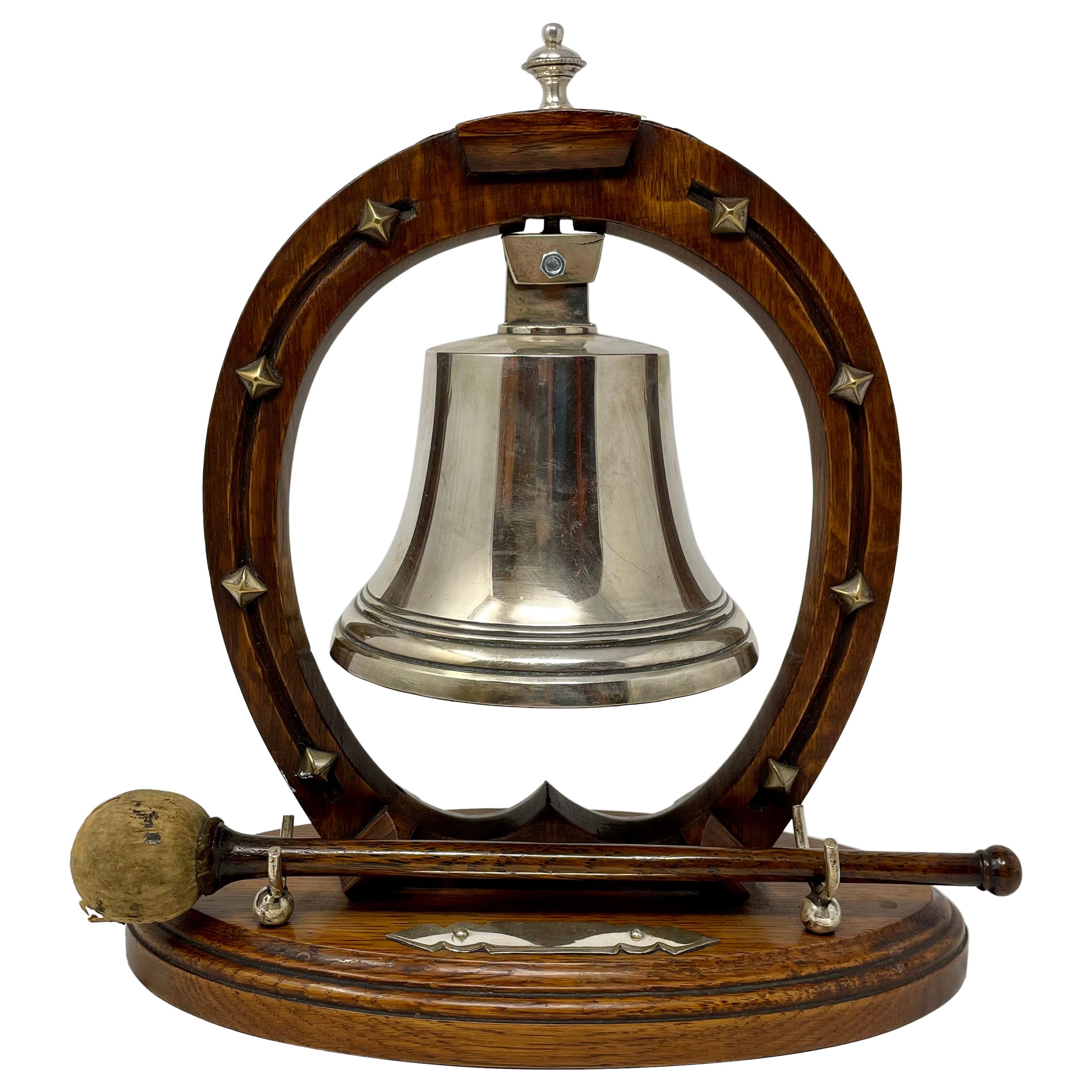 Antique 19th Century English Victorian Horseshoe Gong / Bell and Striker.