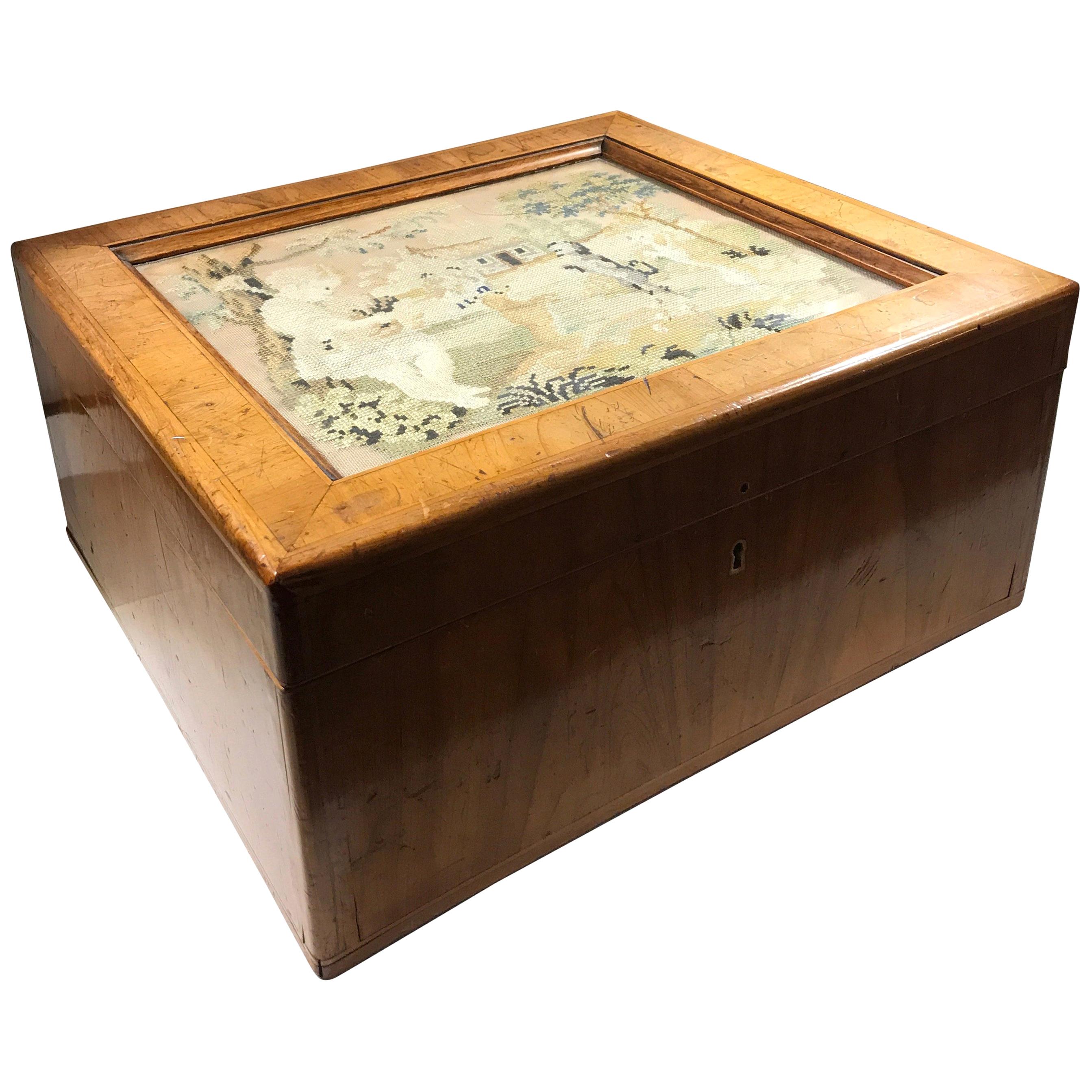 Antique boîte à documents en bois d'if du 19ème siècle anglais