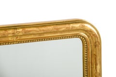 Antique 19th-Century Engraved Gold Leaf Gilt French Louis Philippe Mantle Mirror