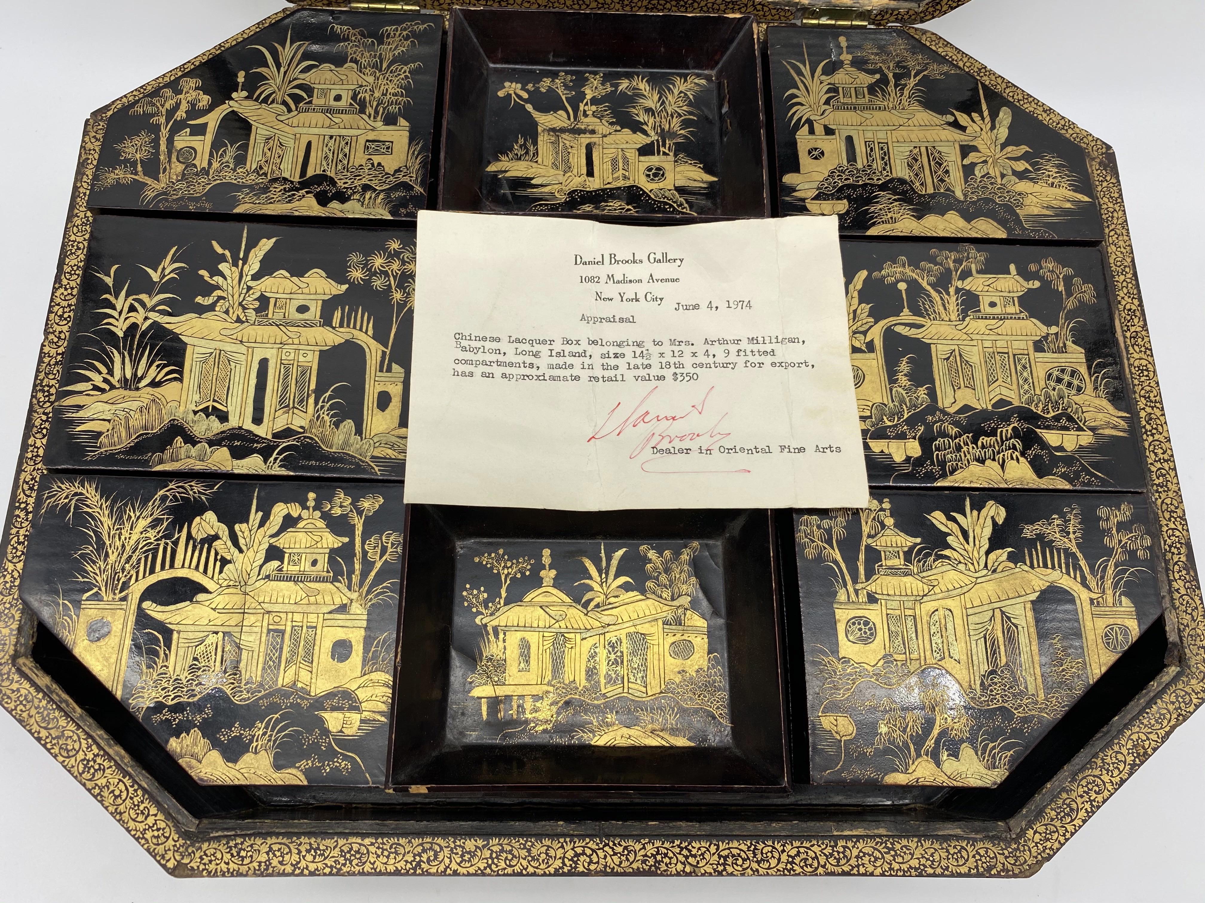 Antique 19th Century Export Chinese Lacquer Gaming Box For Sale 8