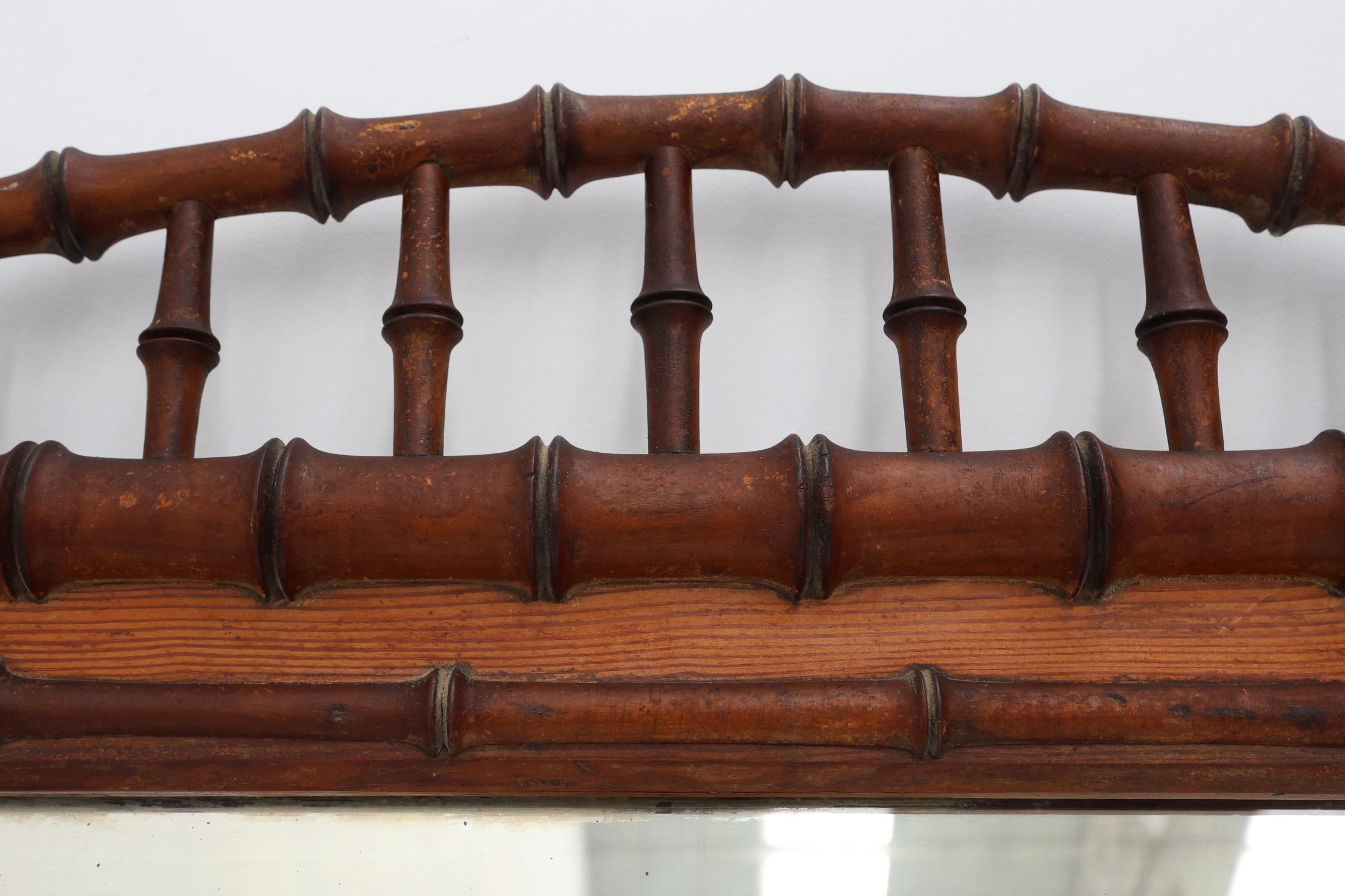 Antique Mirror in legno di bambù del XIX secolo, Francia In condizioni buone in vendita a Meulebeke, BE