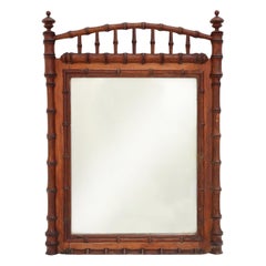 Antique 19th century faux bamboo mirror in wood, France