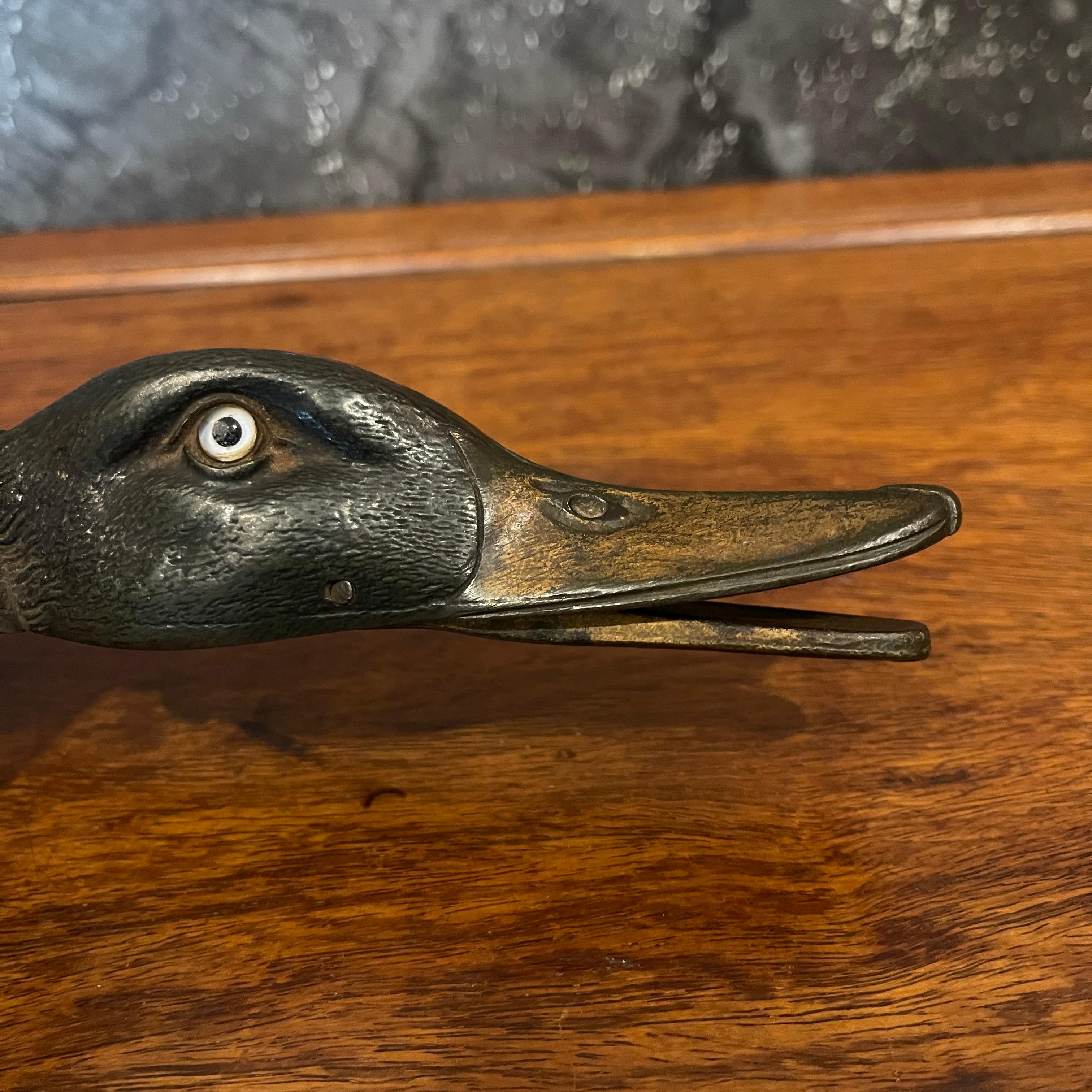 Antique 19th Century Figural Bronze Duck Clip / Letter Holder 4