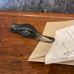 Antique 19th Century Figural Bronze Duck Clip / Letter Holder