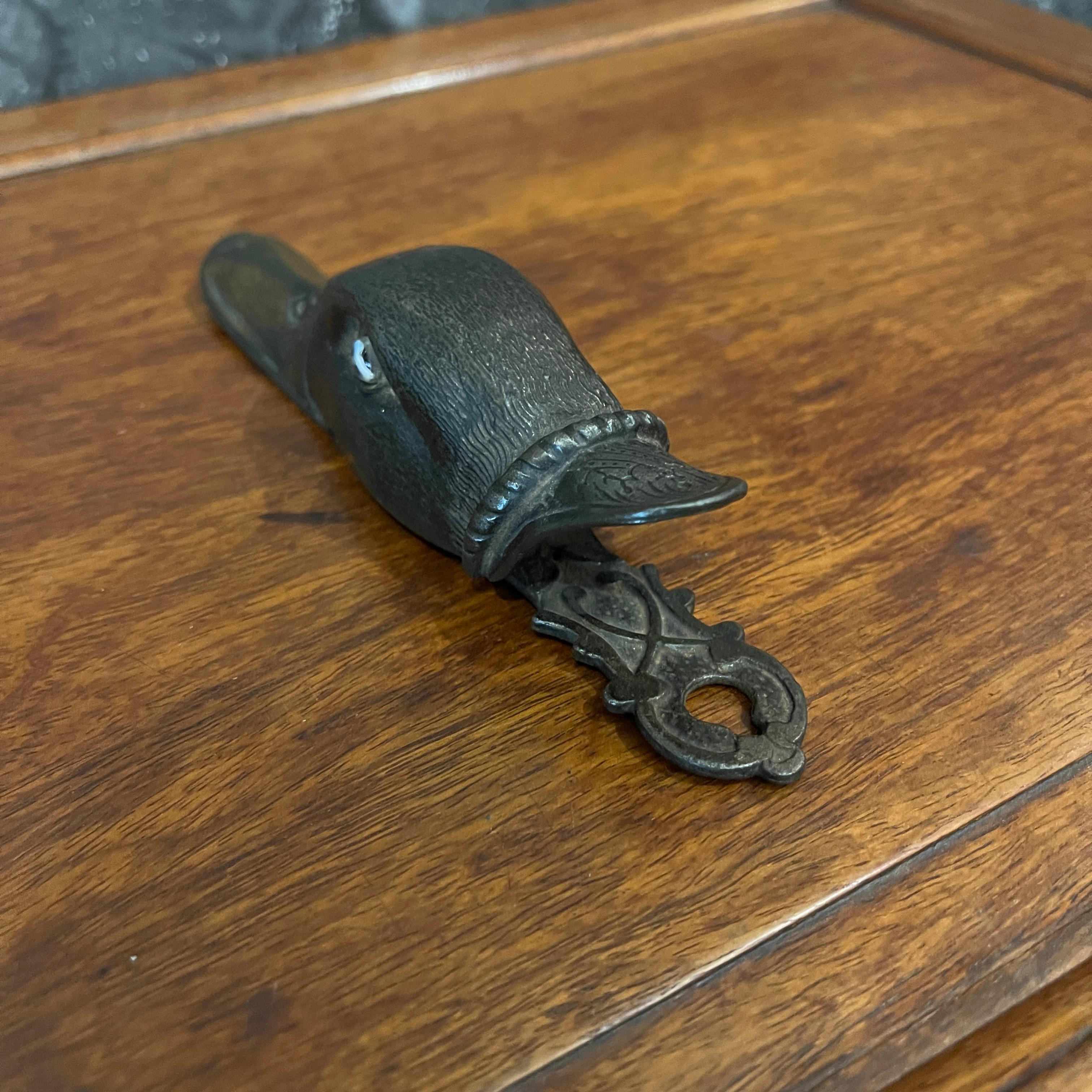 Antique 19th Century Figural Bronze Duck Clip / Letter Holder 1