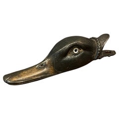 Antique 19th Century Figural Bronze Duck Clip / Letter Holder