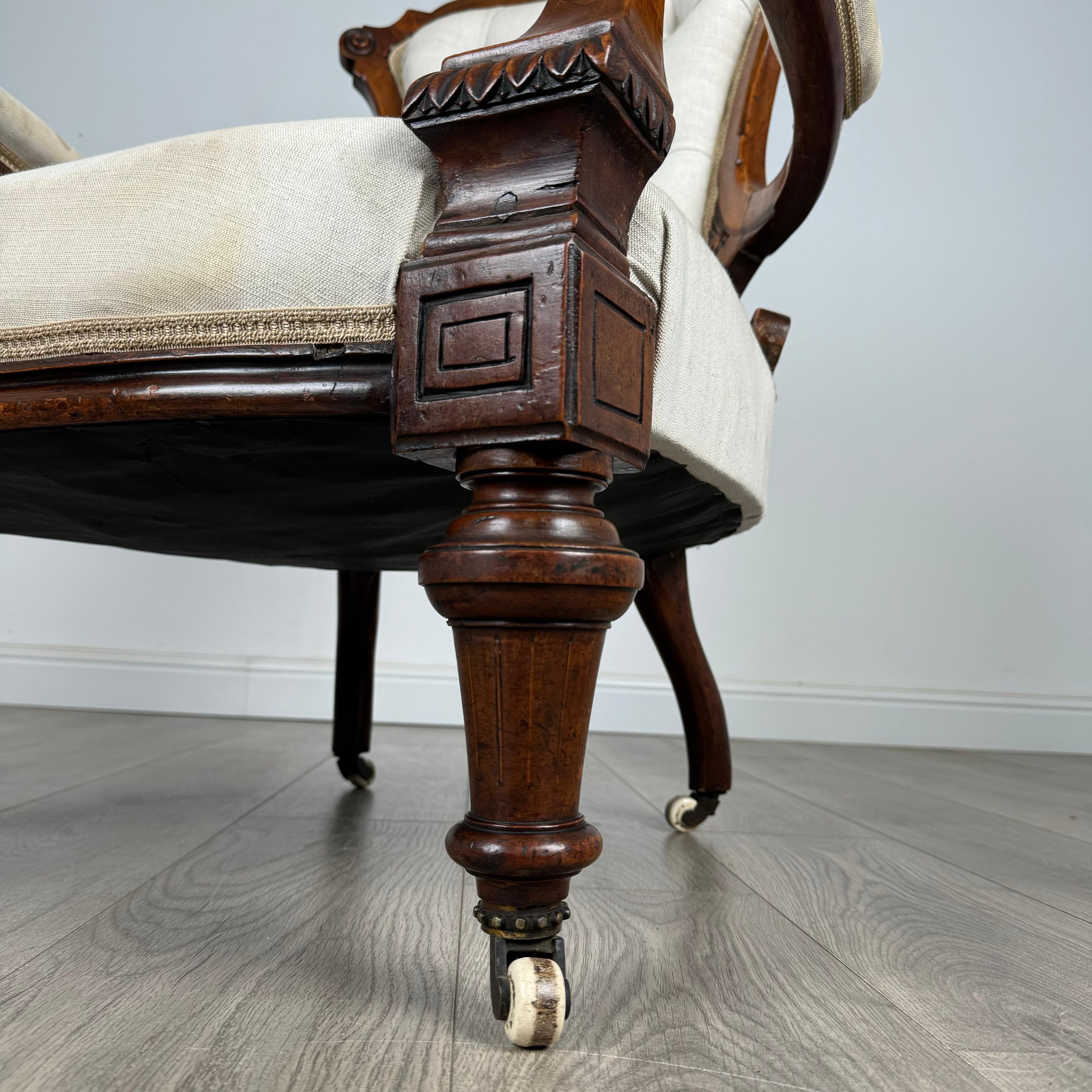 Fauteuil ancien du 19ème siècle de qualité supérieure en acajou ( REF AF-3298 ) en vente 5