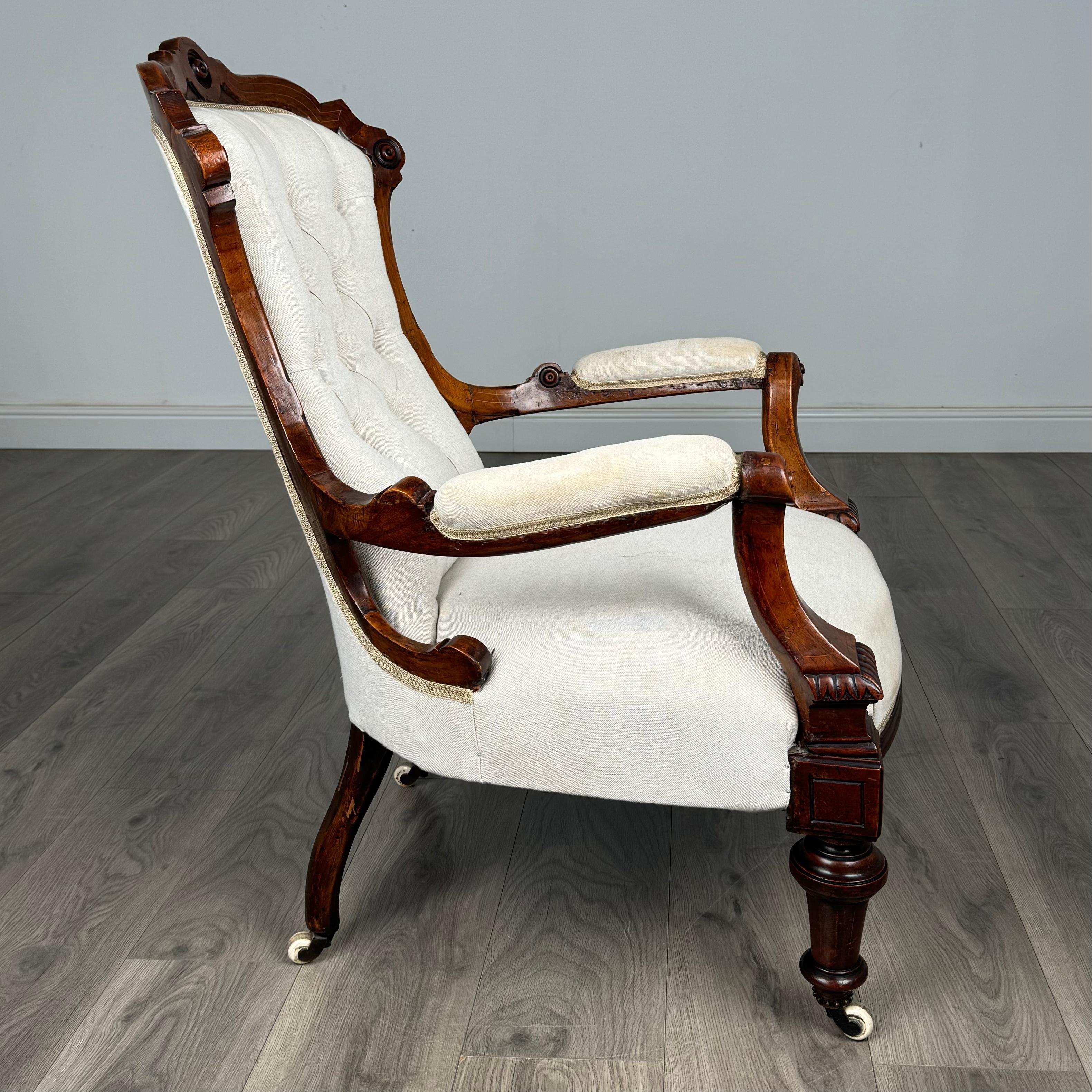 Fauteuil ancien du 19ème siècle de qualité supérieure en acajou ( REF AF-3298 ) en vente 1