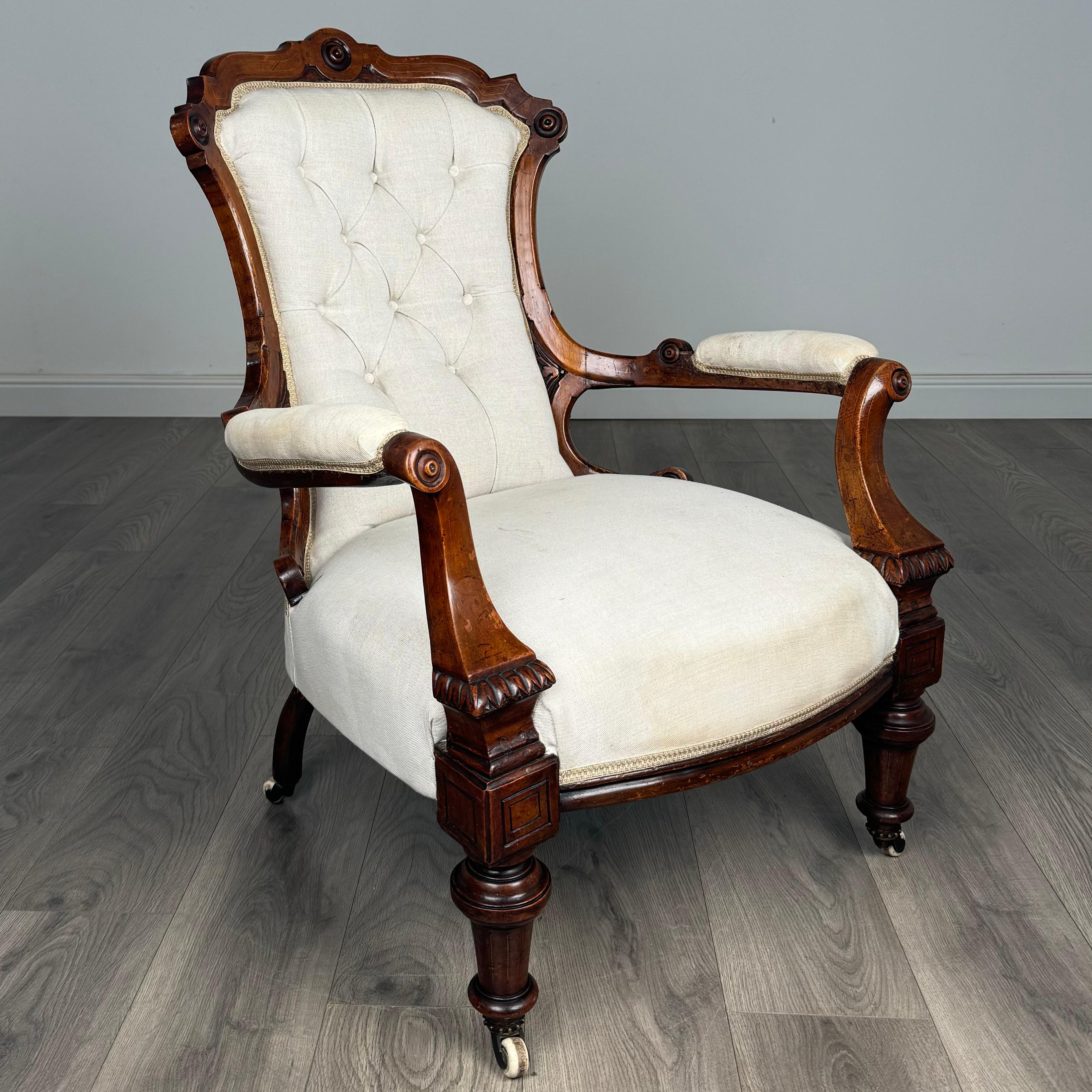 Fauteuil ancien du 19ème siècle de qualité supérieure en acajou ( REF AF-3298 ) en vente 2