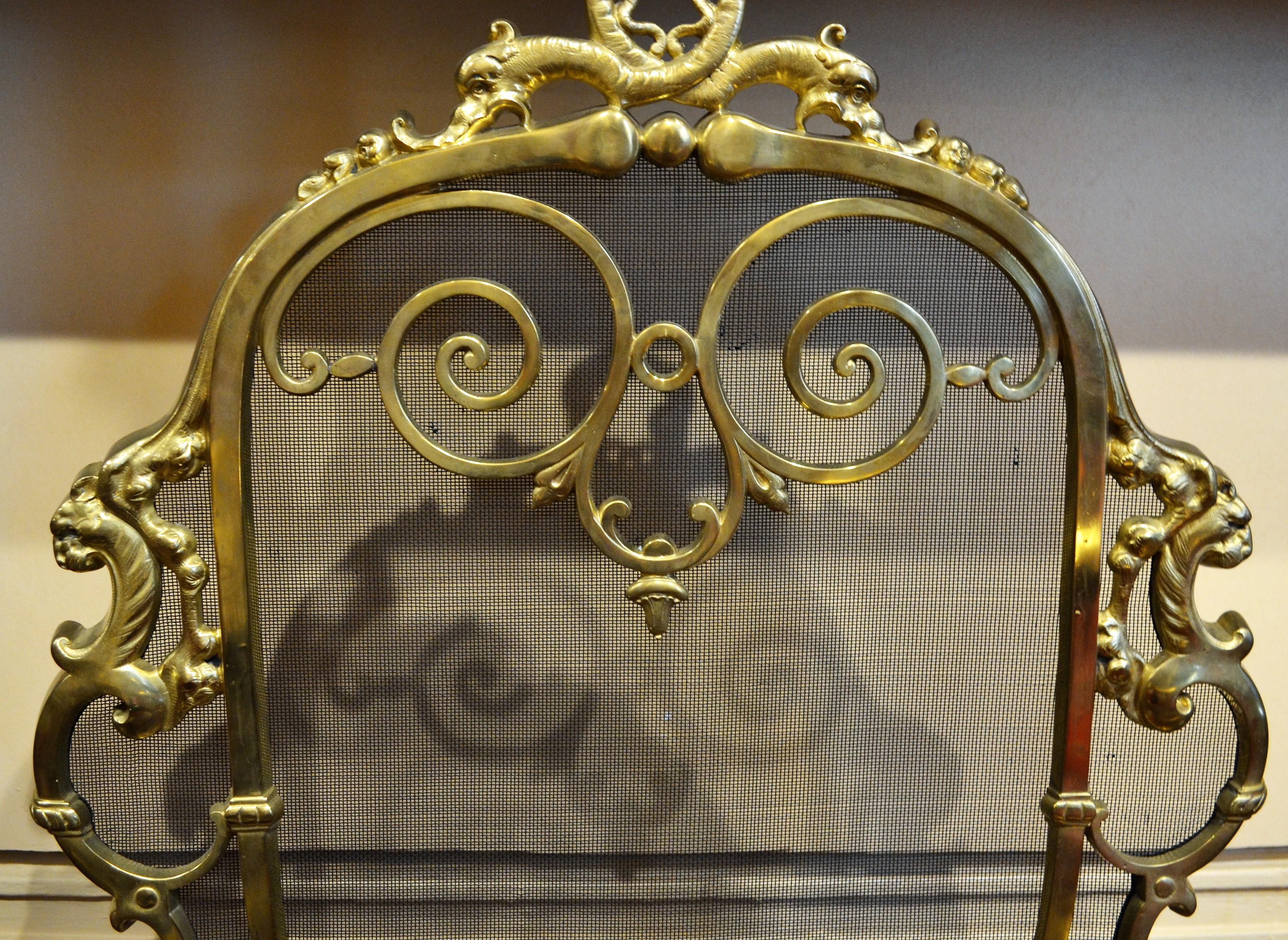 Antique 19th century fine quality bronze firescreen.