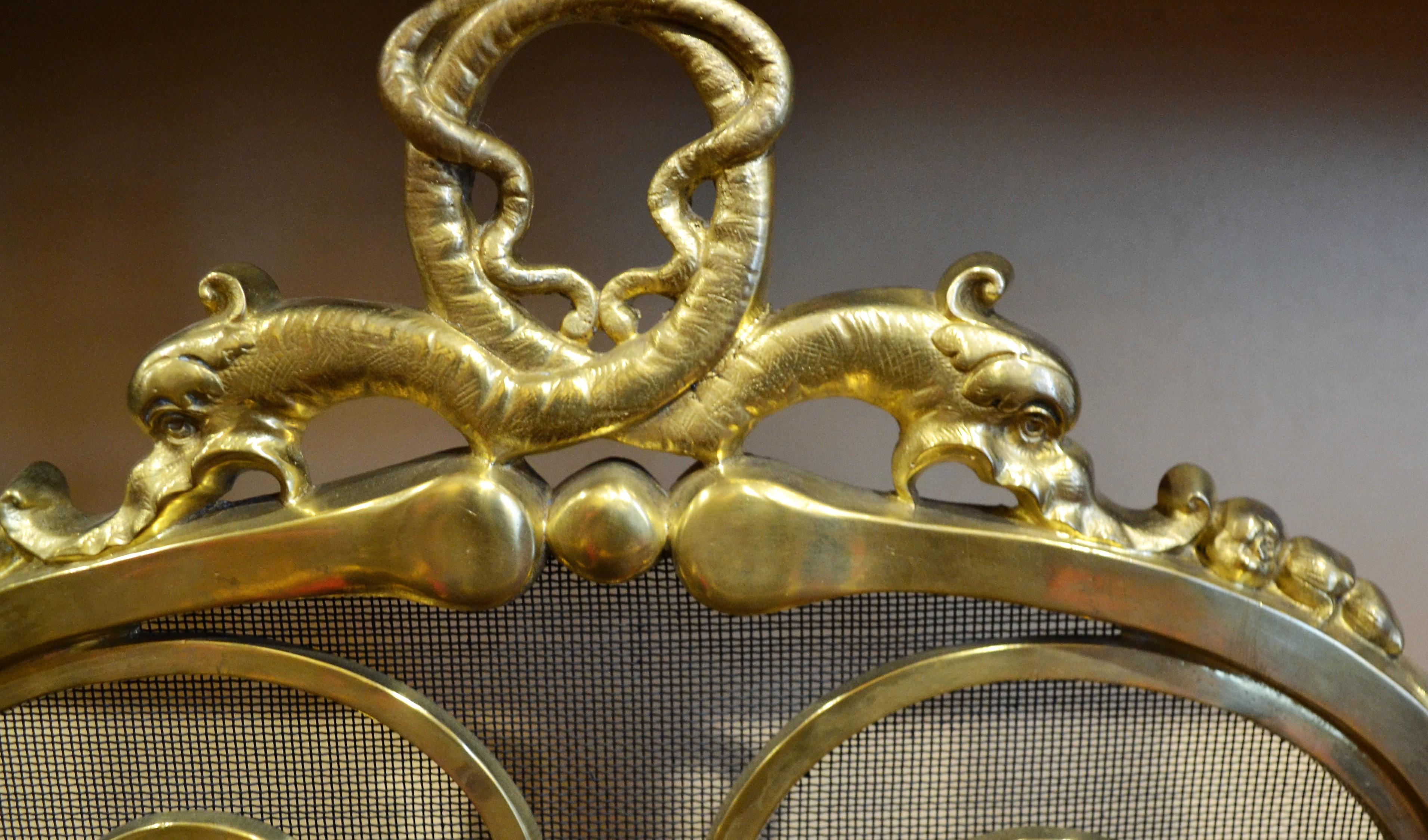 Français Pare-étincelles ancien en bronze de qualité supérieure du 19ème siècle en vente