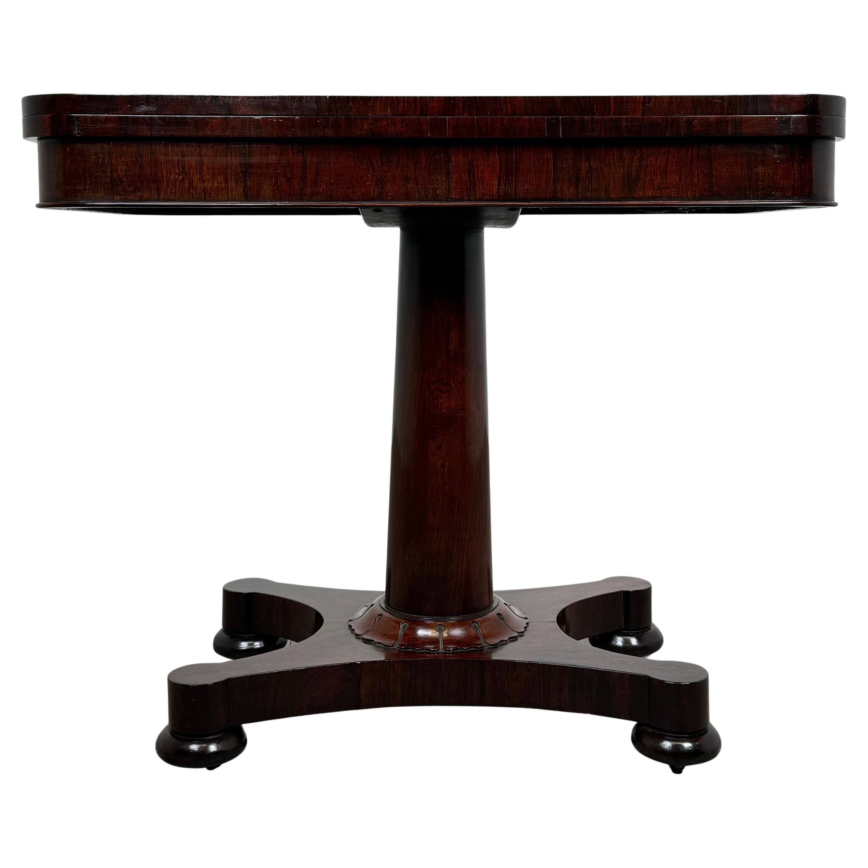 Table à cartes ancienne du 19ème siècle en bois de rose (REF AF-3648)