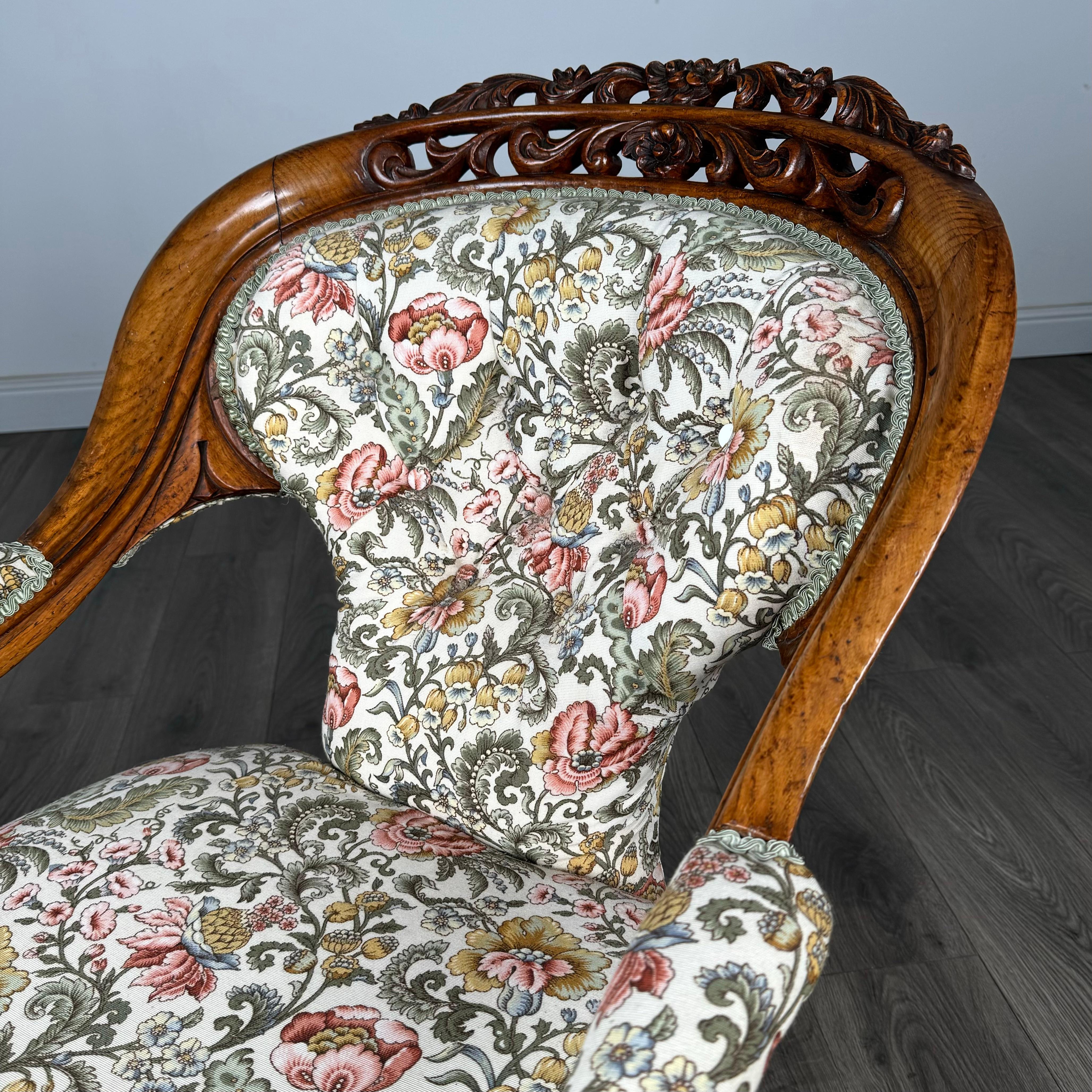 Antica poltrona in Oak intagliata di qualità del XIX secolo ( REF AFS-3295 ) in vendita 5
