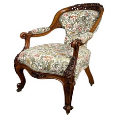 Antique 19th Century Fine Quality Carved Oak Armchair ( REF AF-3295 )