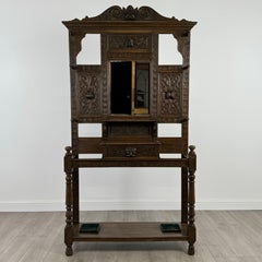 Antique 19th Century Fine Quality Carved Oak Hall Stand ( REF AF-3682 )