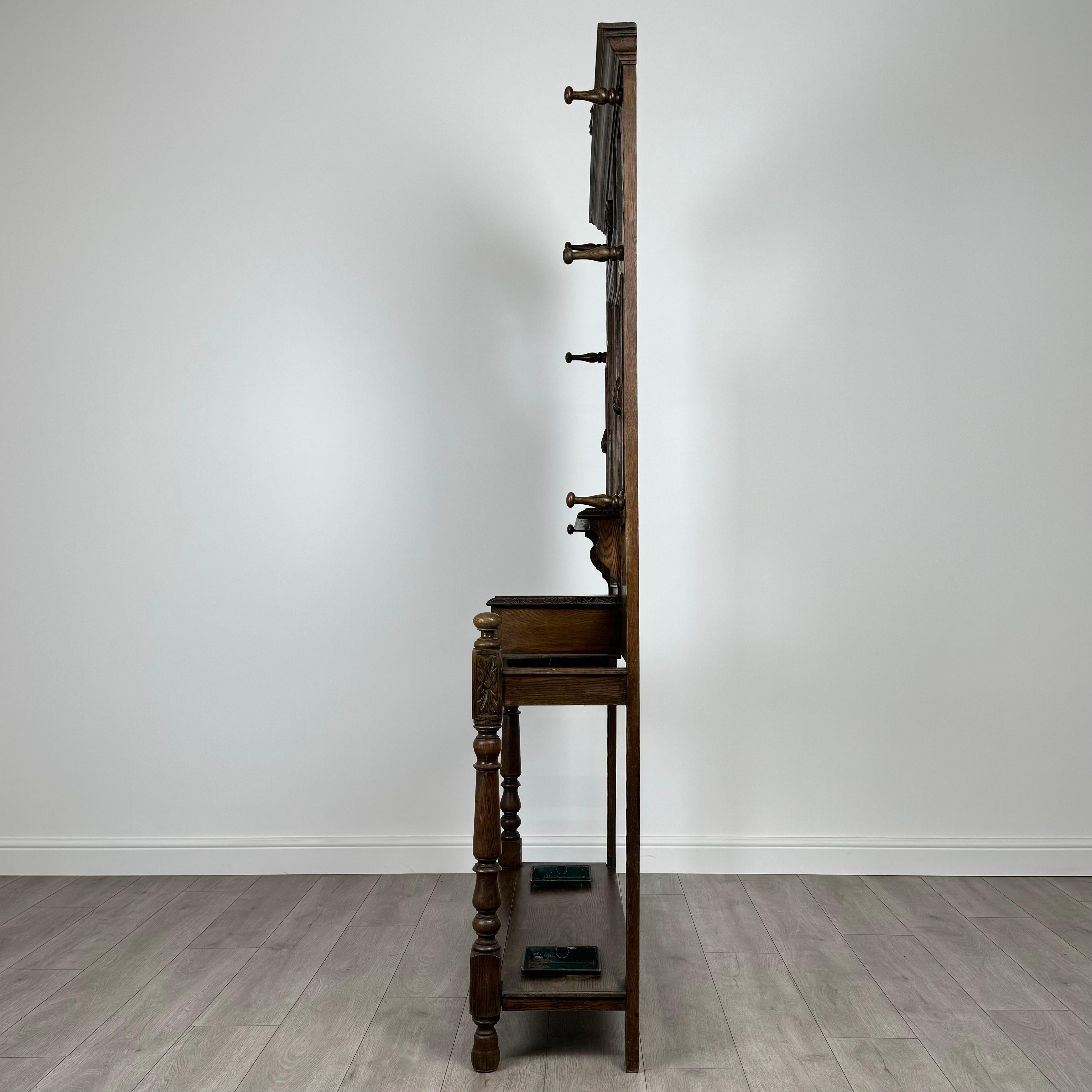 Antique 19th Century Fine Quality Carved Oak Hall Stand ( REF AF-3682 ) In Good Condition For Sale In Ledbury, GB