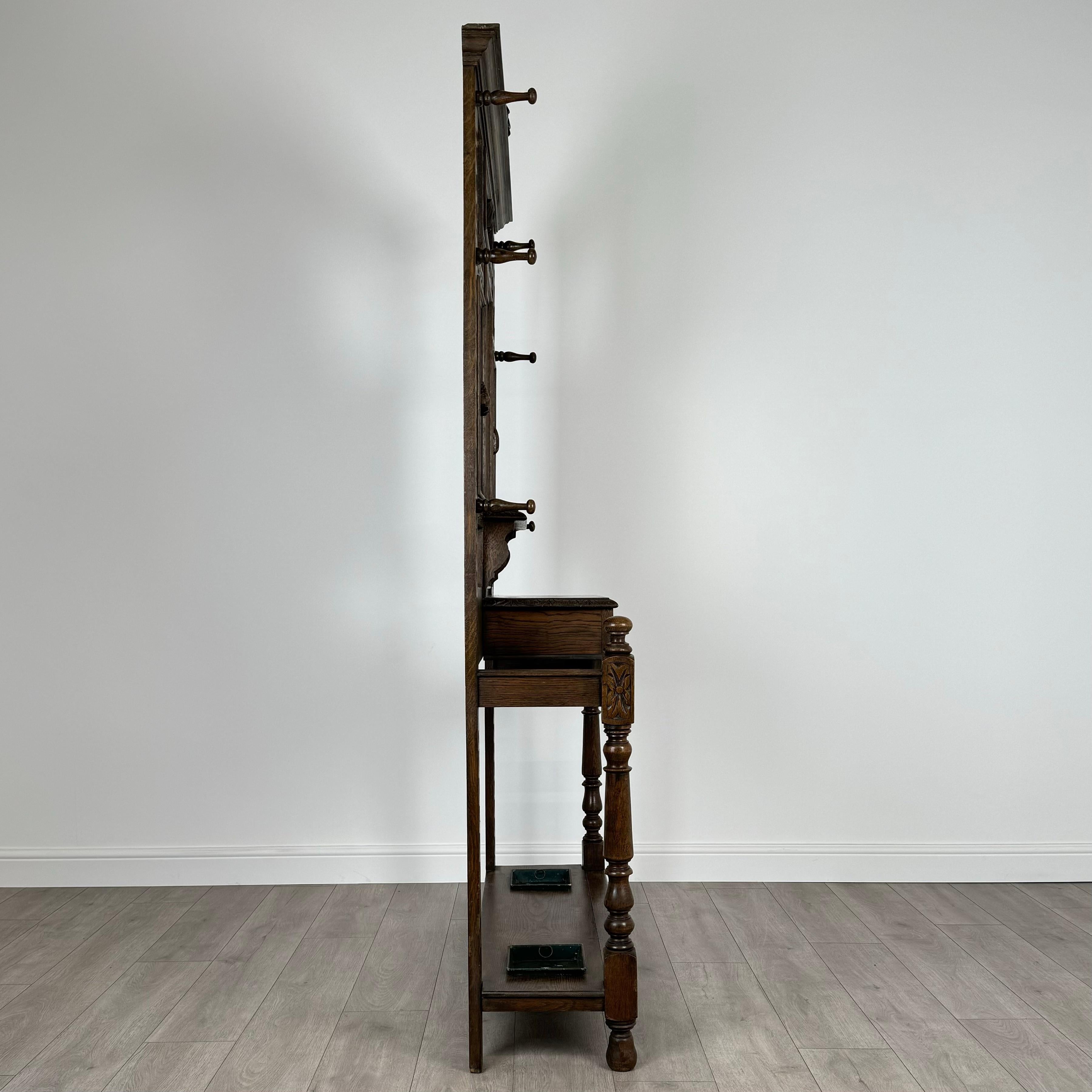 Antique 19th Century Fine Quality Carved Oak Hall Stand ( REF AF-3682 ) For Sale 4