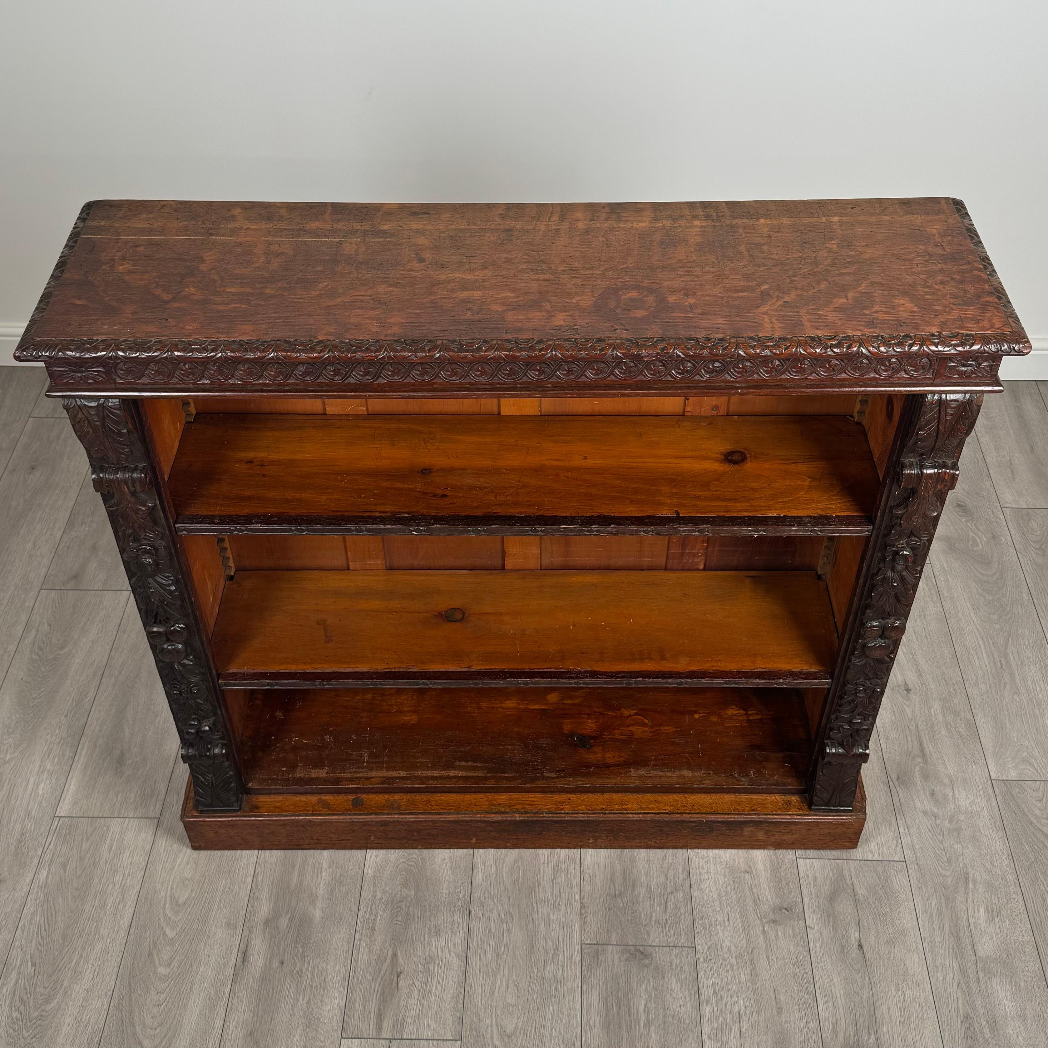 Antique 19th Century Fine Quality Carved Open Bookcase In Oak ( REF AF-3652 ) For Sale 6